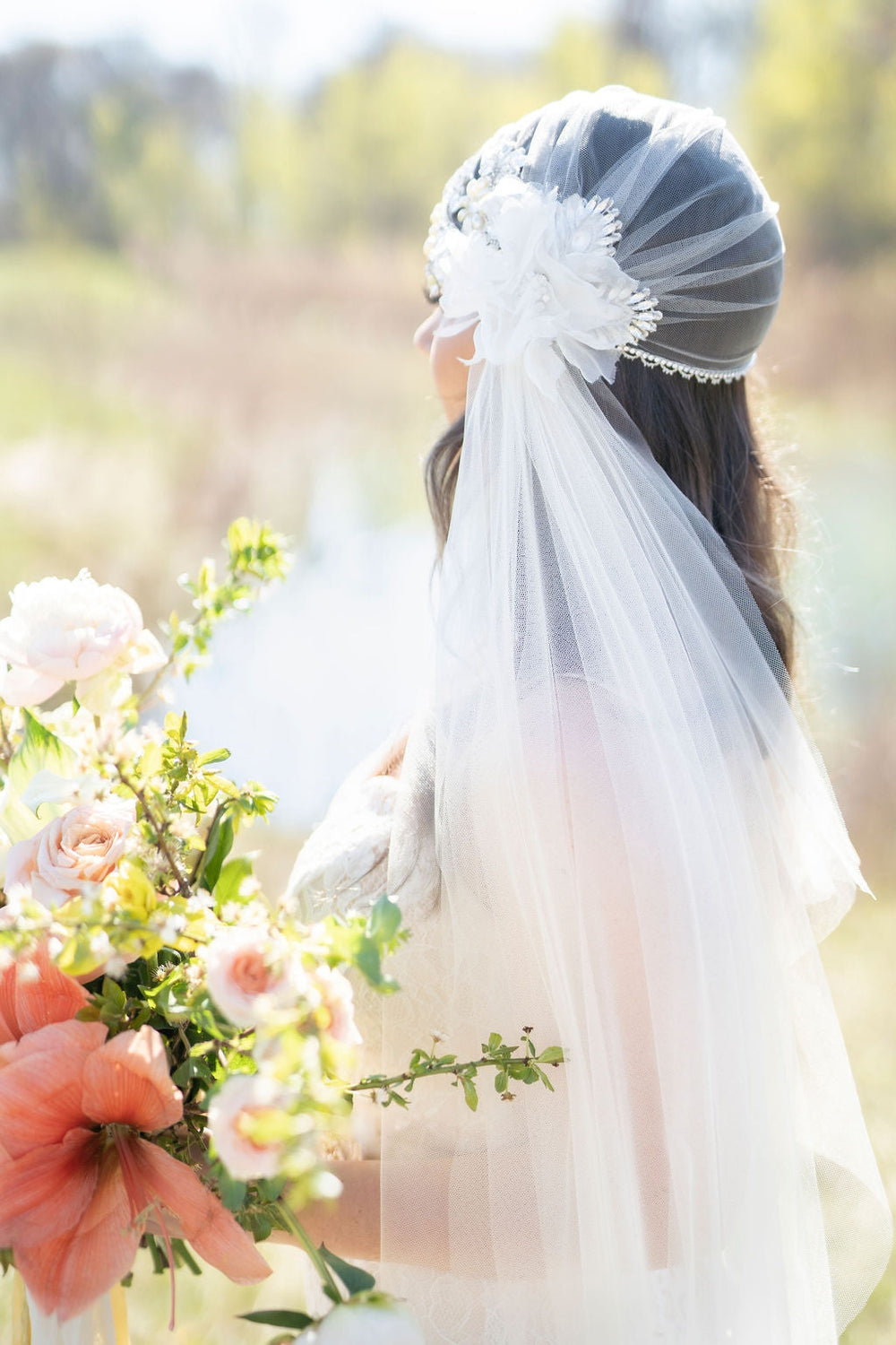 ANTOINETTE Crystal Juliet Cap Bridal Veil