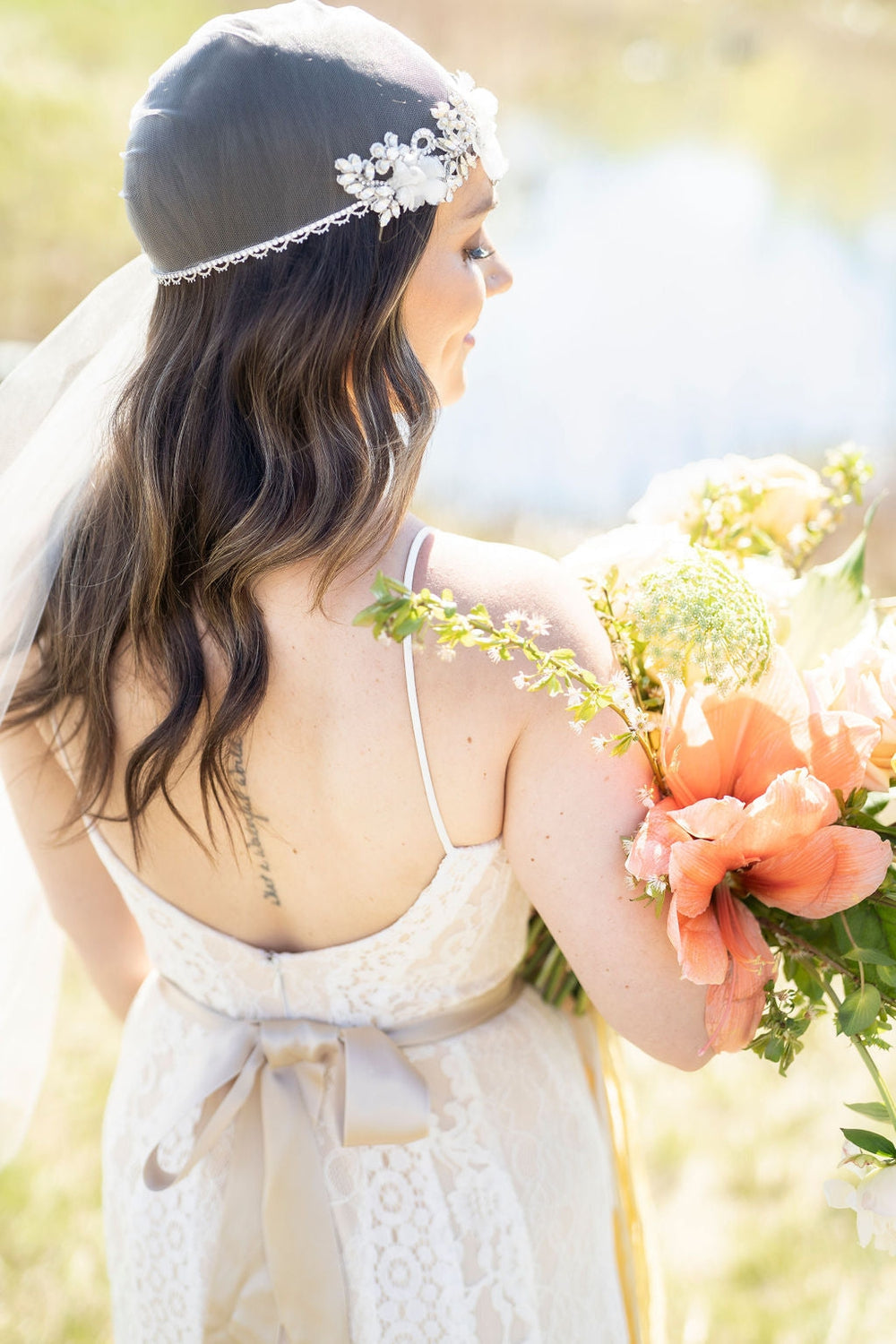 ANTOINETTE Crystal Juliet Cap Bridal Veil