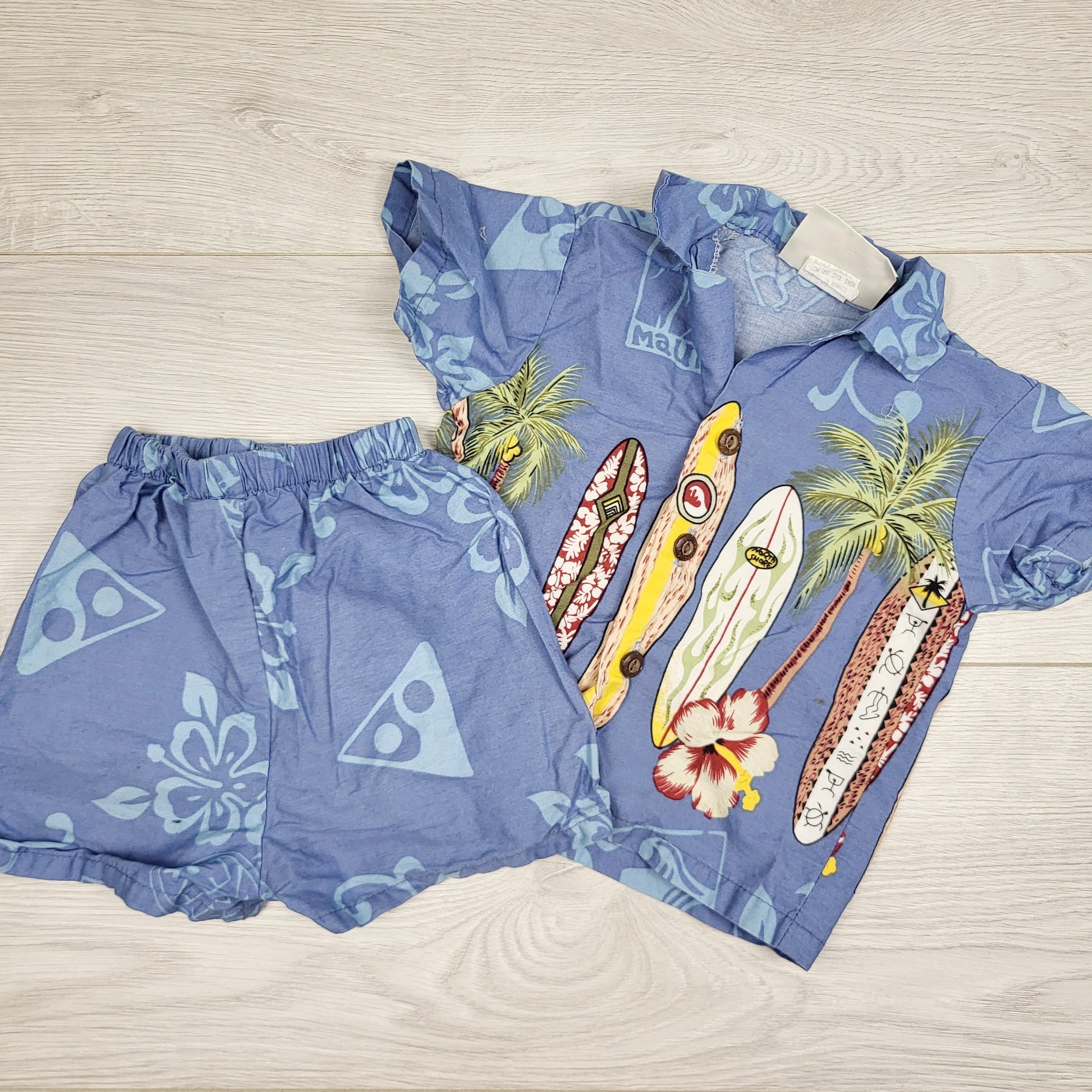 DMKY3 - Winnie Fashion blue 2pc authentic Hawaiian set. Size 6 months