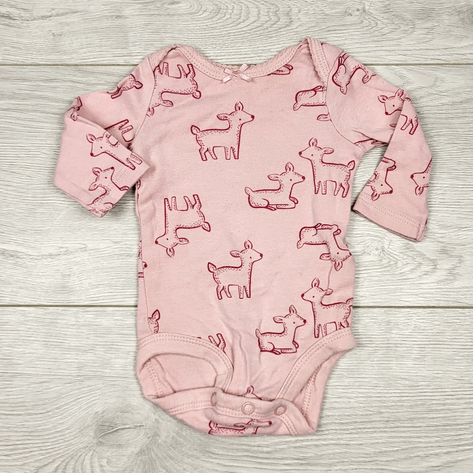 ECRS11 - Child of Mine pink long sleeved bodysuit with deer. Size newborn