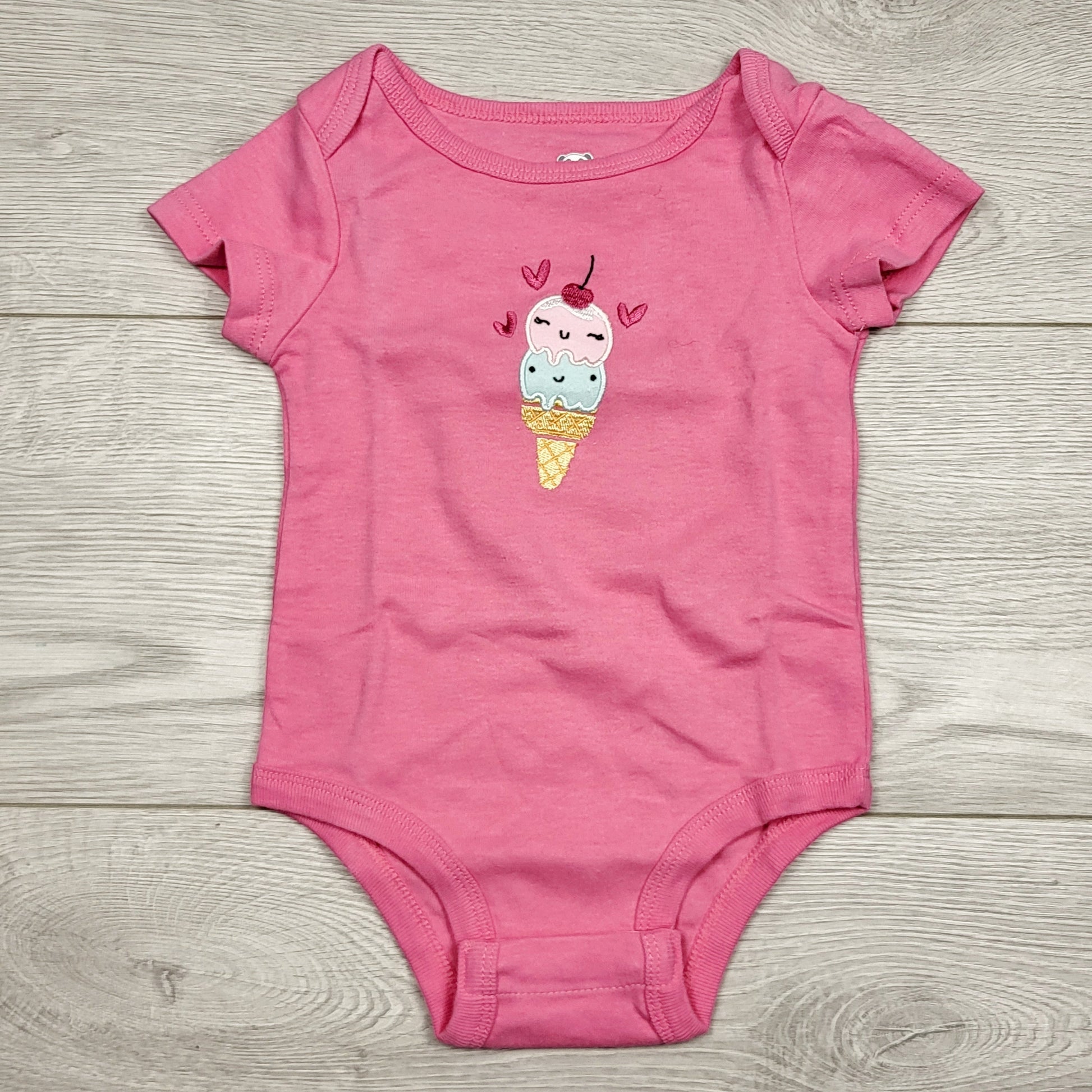 ECRS11 - Rococo pink bodysuit with ice cream cone. Size 9 months