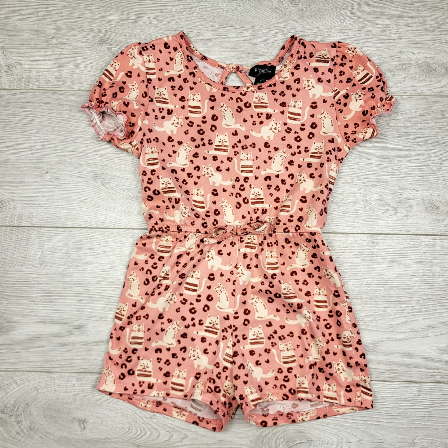 KSAL2 - Barboteuse rose Picapino avec chats. Taille 5T