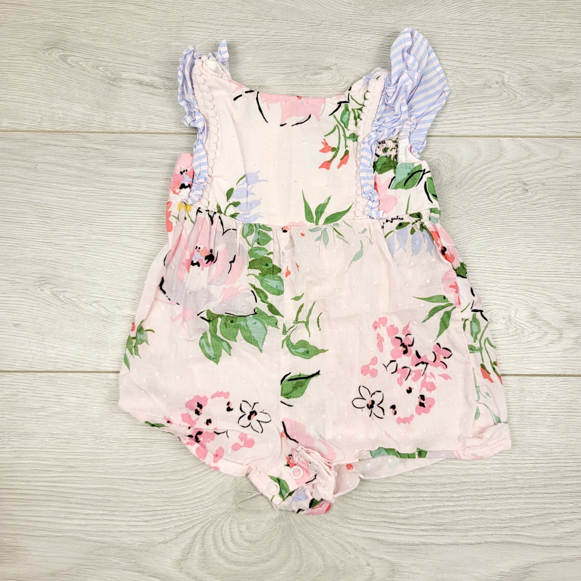 MARK1 - Pippa and Julie pink floral print romper. Size 0-3 months
