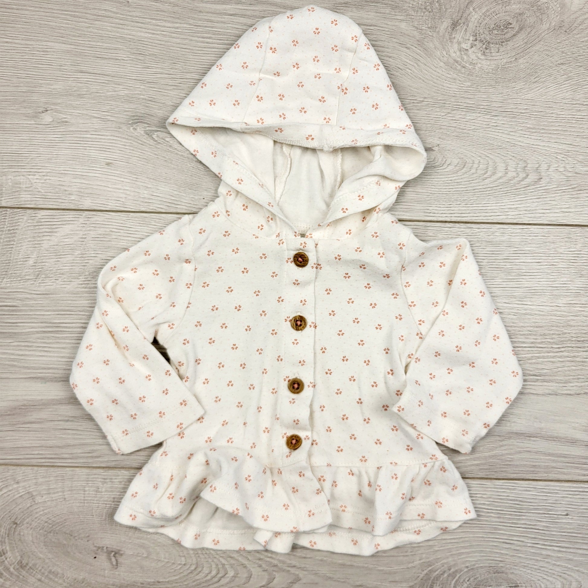 MARK1 - Carters pink hooded button down floral print top. Size 3 months