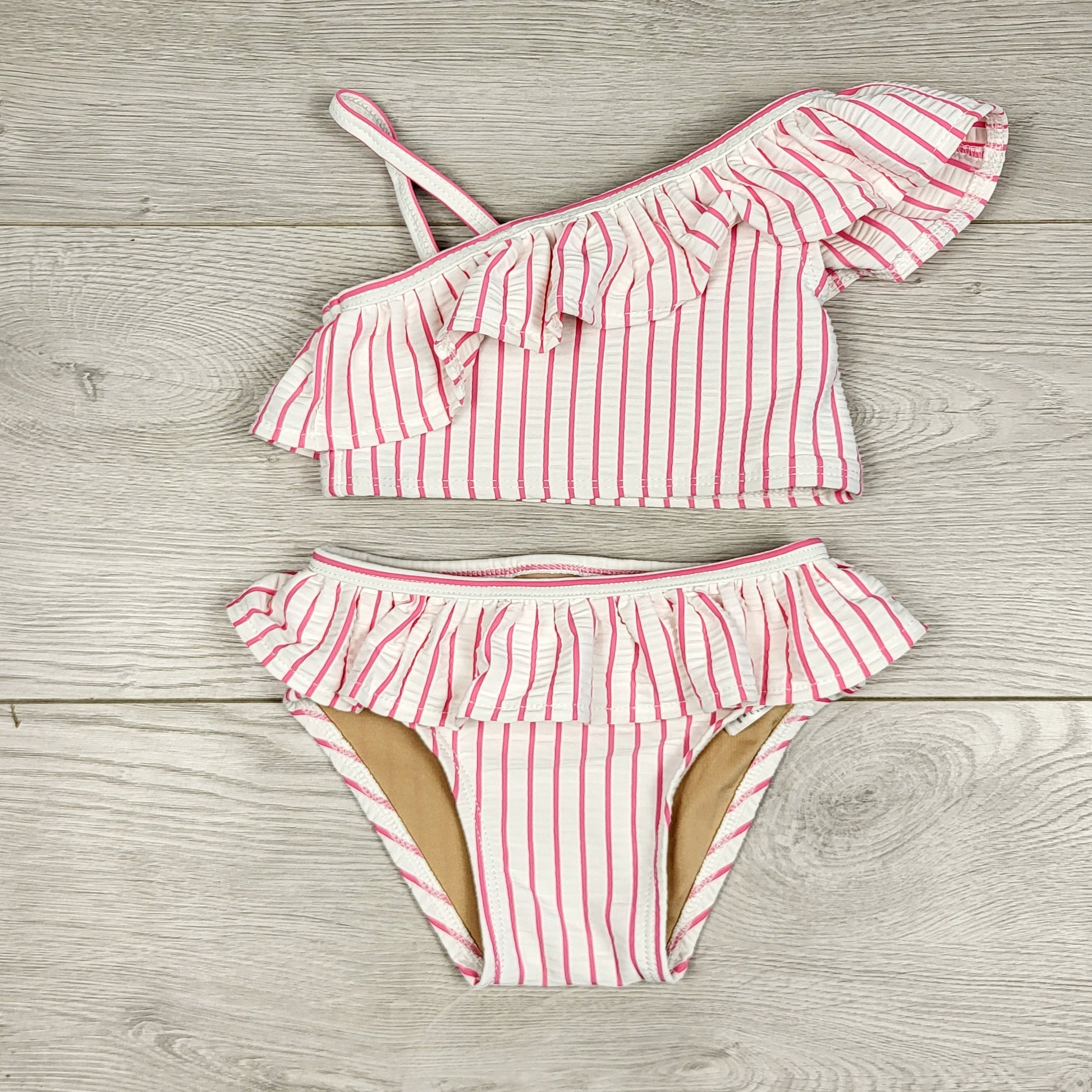 RBEN2 - Maillot de bain 2 pièces rayé rose Old Navy. Taille 6-12 mois