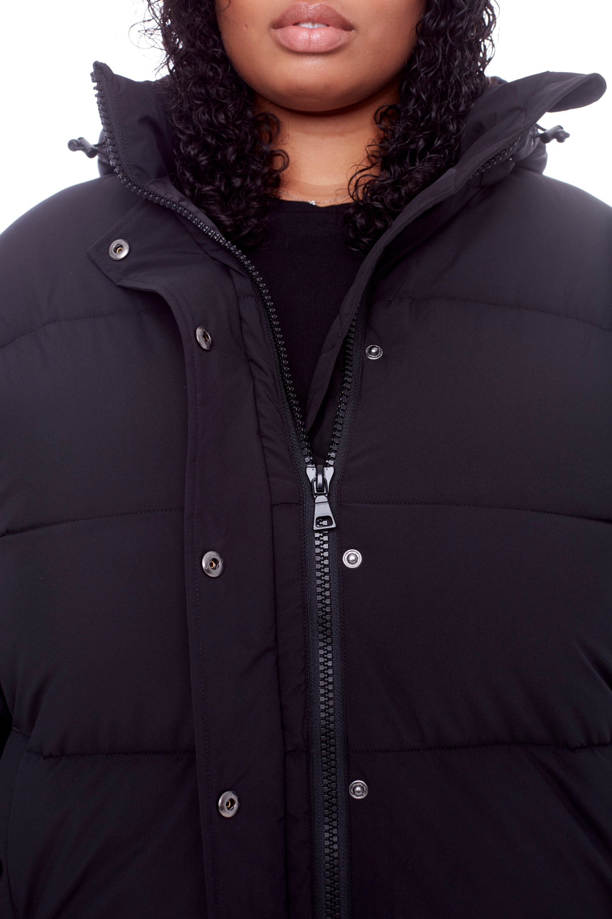 FORILLON PLUS | DOUDOUNE COURTE MATELASSÉE EN DUVET VÉGAN (RECYCLÉE) POUR FEMME, NOIR (TAILLE GRANDE)