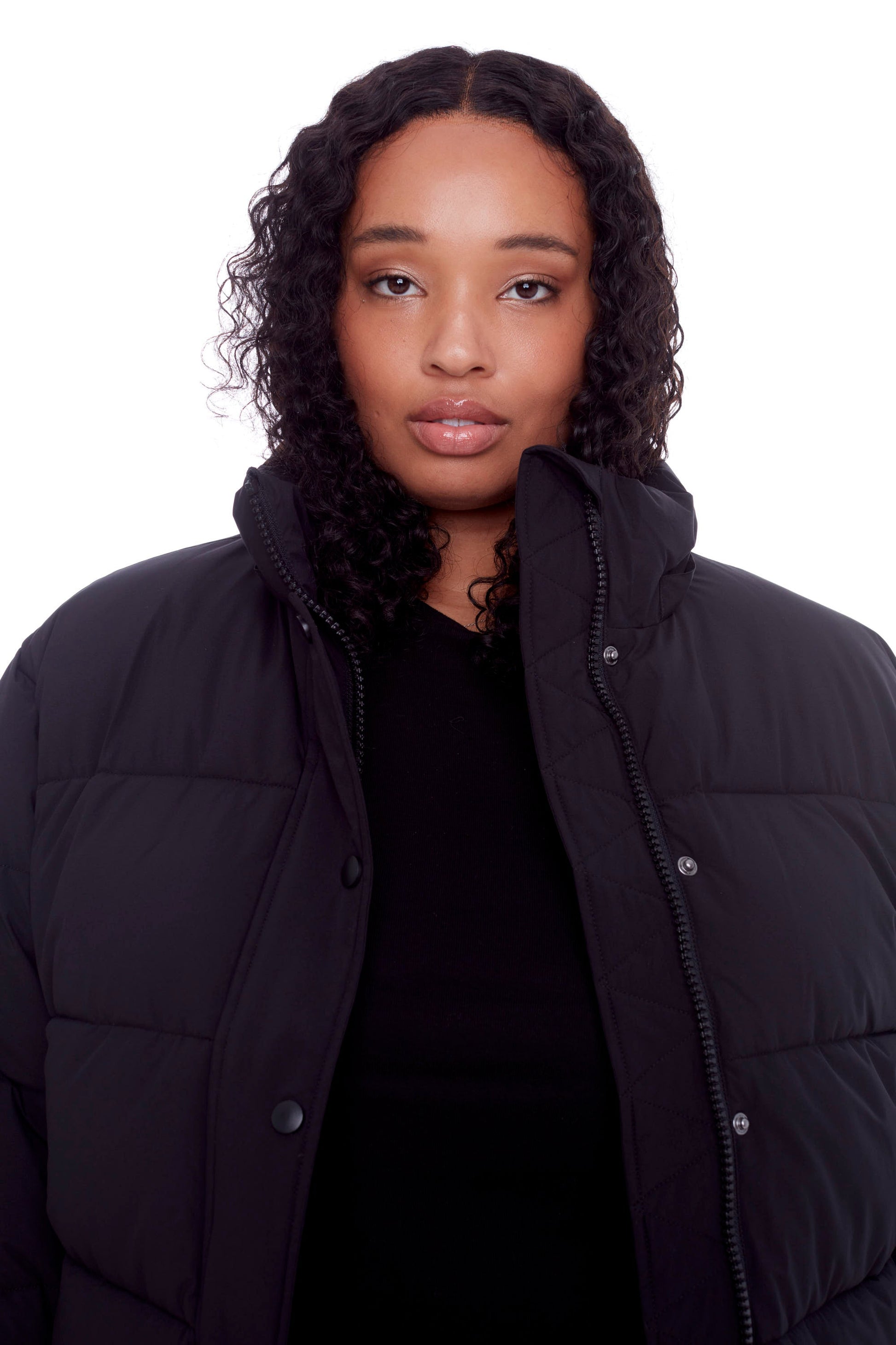 FORILLON PLUS | DOUDOUNE COURTE MATELASSÉE EN DUVET VÉGAN (RECYCLÉE) POUR FEMME, NOIR (TAILLE GRANDE)