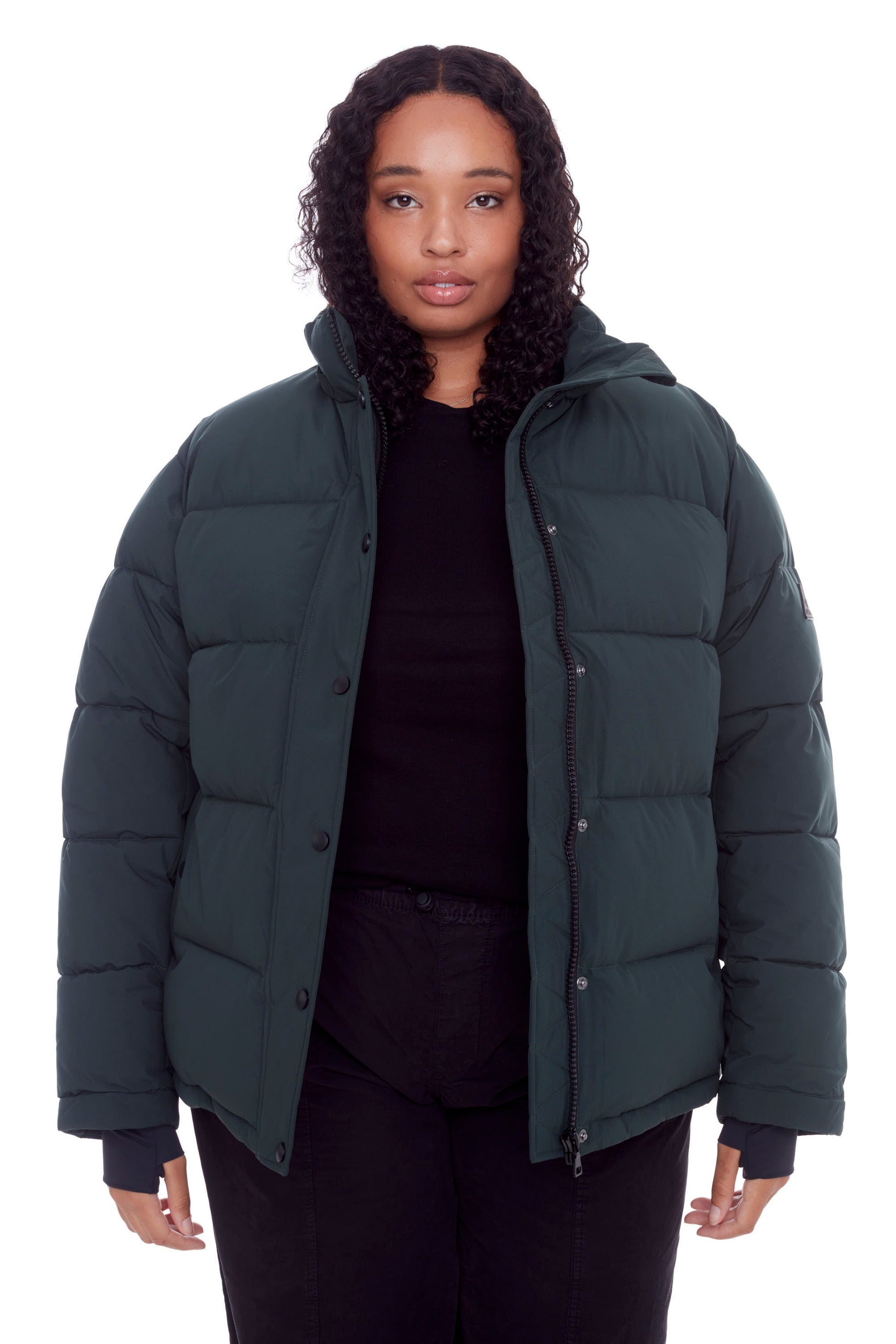 FORILLON PLUS | DOUDOUNE COURTE MATELASSÉE EN DUVET VÉGAN (RECYCLÉE) POUR FEMME, VERT FONCÉ (TAILLE GRANDE)