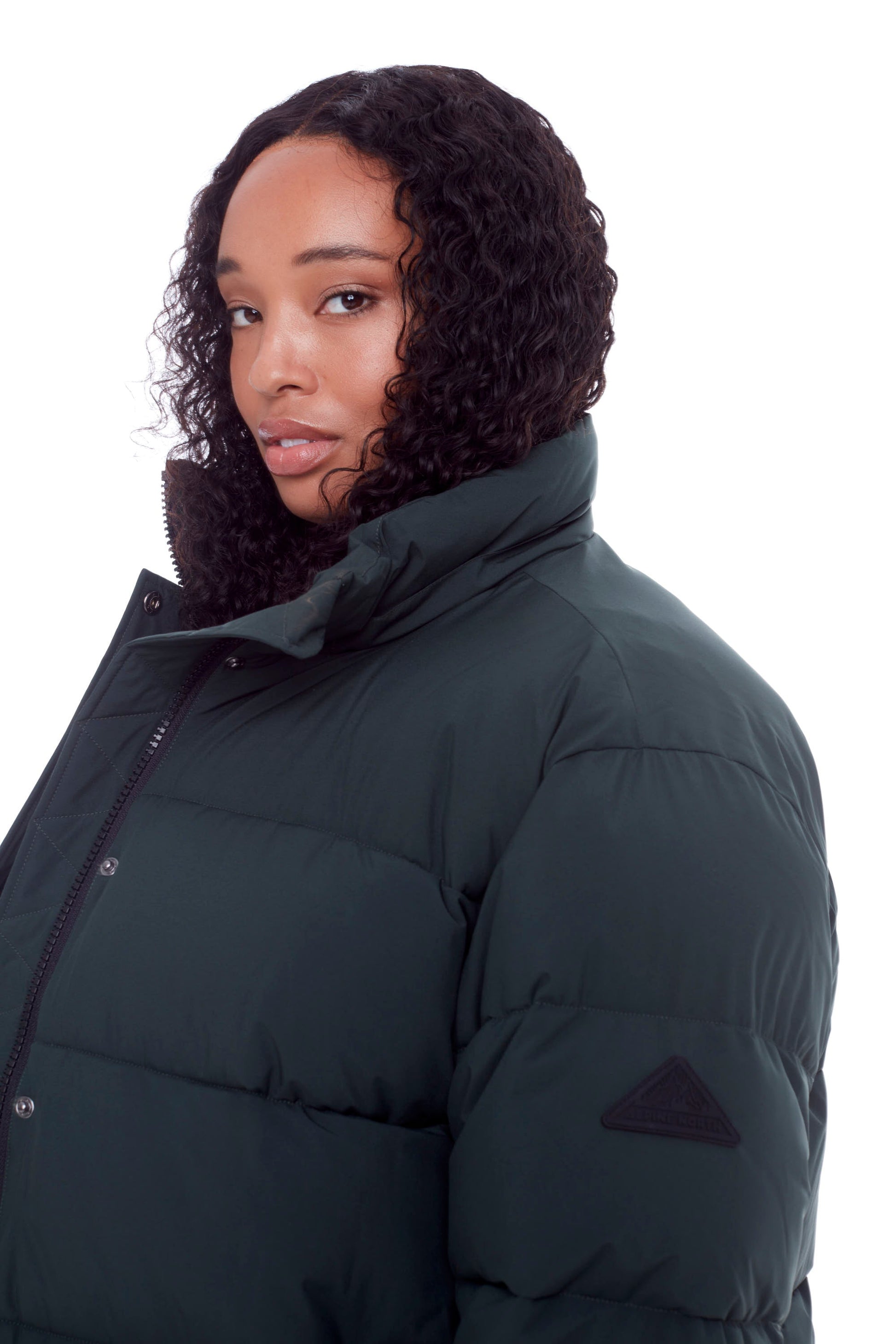 FORILLON PLUS | DOUDOUNE COURTE MATELASSÉE EN DUVET VÉGAN (RECYCLÉE) POUR FEMME, VERT FONCÉ (TAILLE GRANDE)