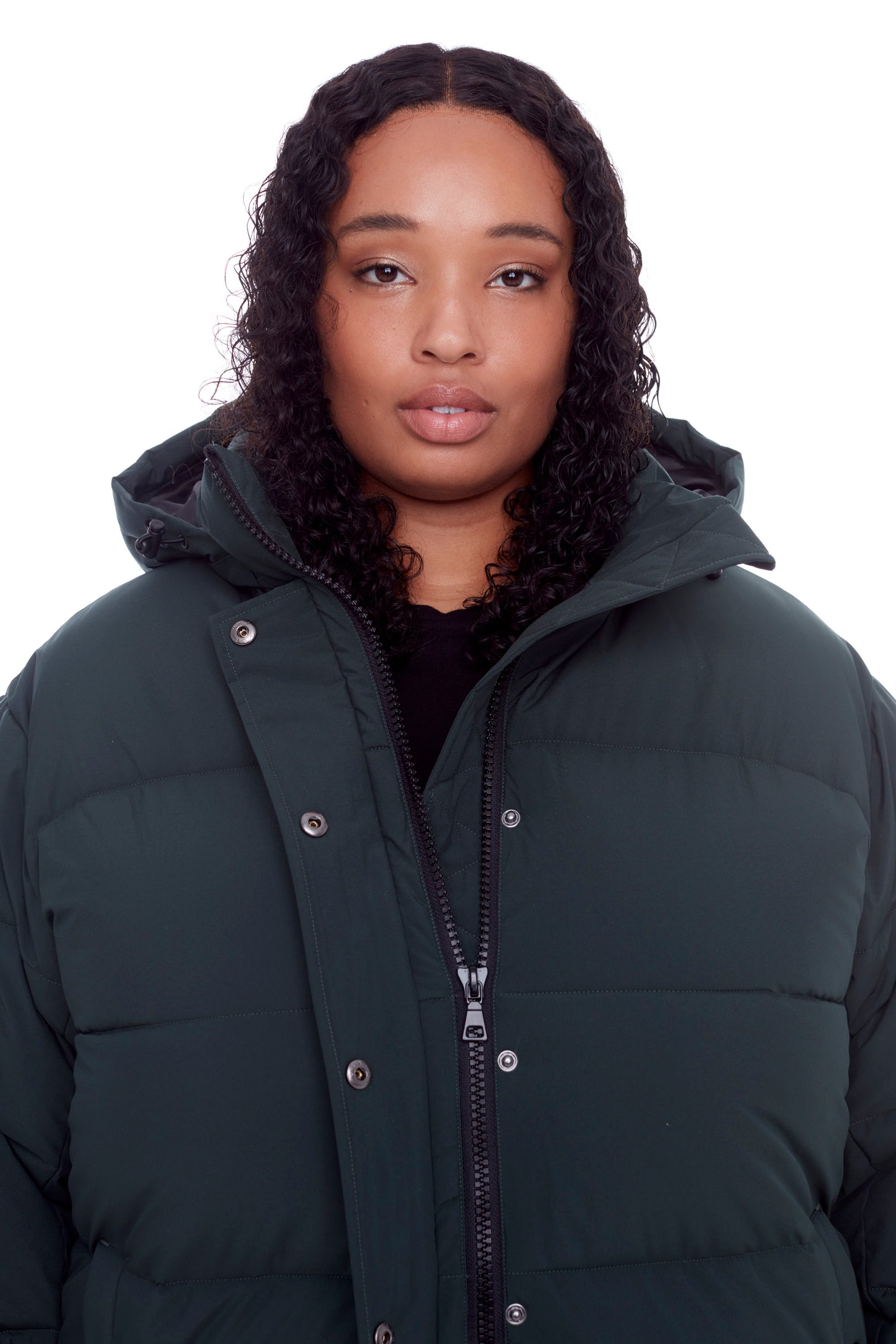 FORILLON PLUS | DOUDOUNE COURTE MATELASSÉE EN DUVET VÉGAN (RECYCLÉE) POUR FEMME, VERT FONCÉ (TAILLE GRANDE)