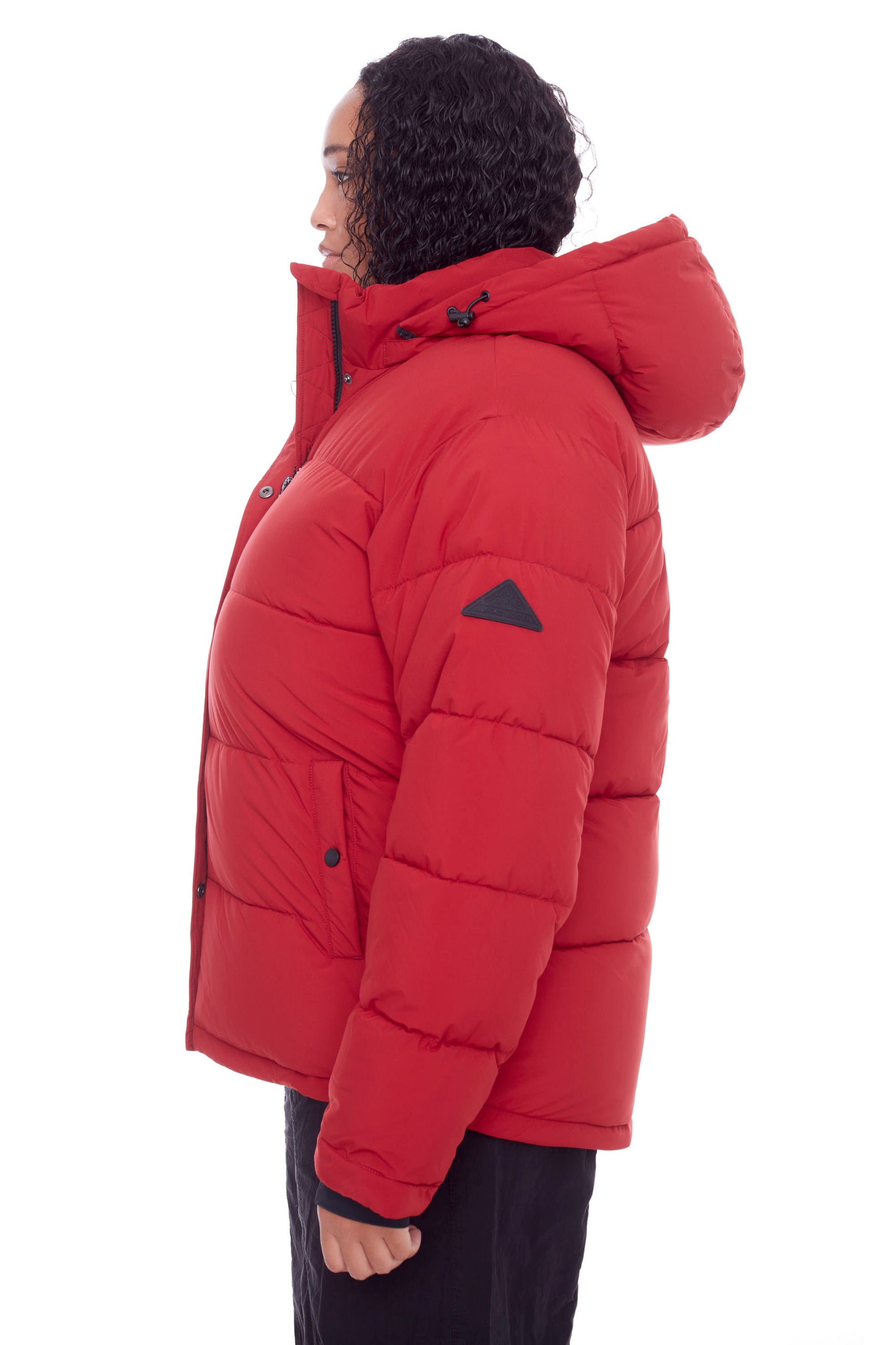 FORILLON PLUS | DOUDOUNE COURTE MATELASSÉE EN DUVET VÉGAN (RECYCLÉE) POUR FEMME, ROUGE FONCÉ (TAILLE GRANDE)