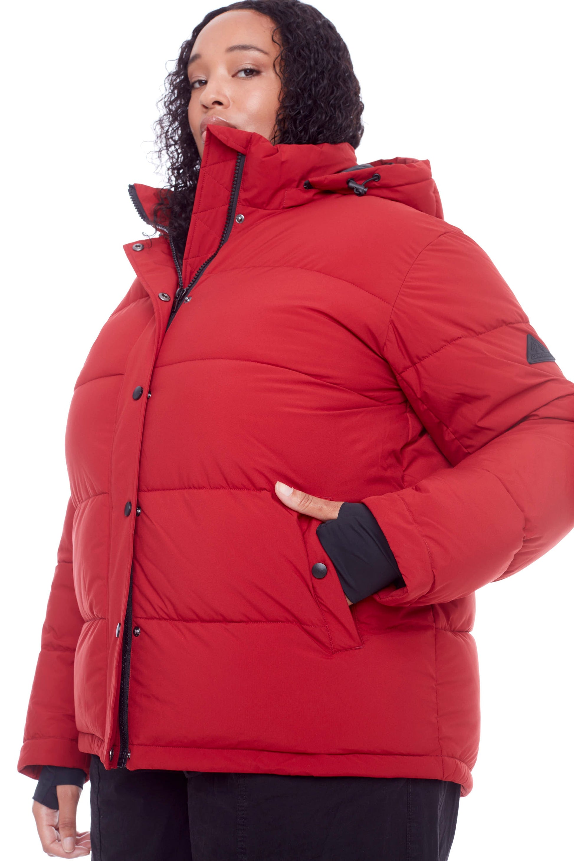 FORILLON PLUS | DOUDOUNE COURTE MATELASSÉE EN DUVET VÉGAN (RECYCLÉE) POUR FEMME, ROUGE FONCÉ (TAILLE GRANDE)
