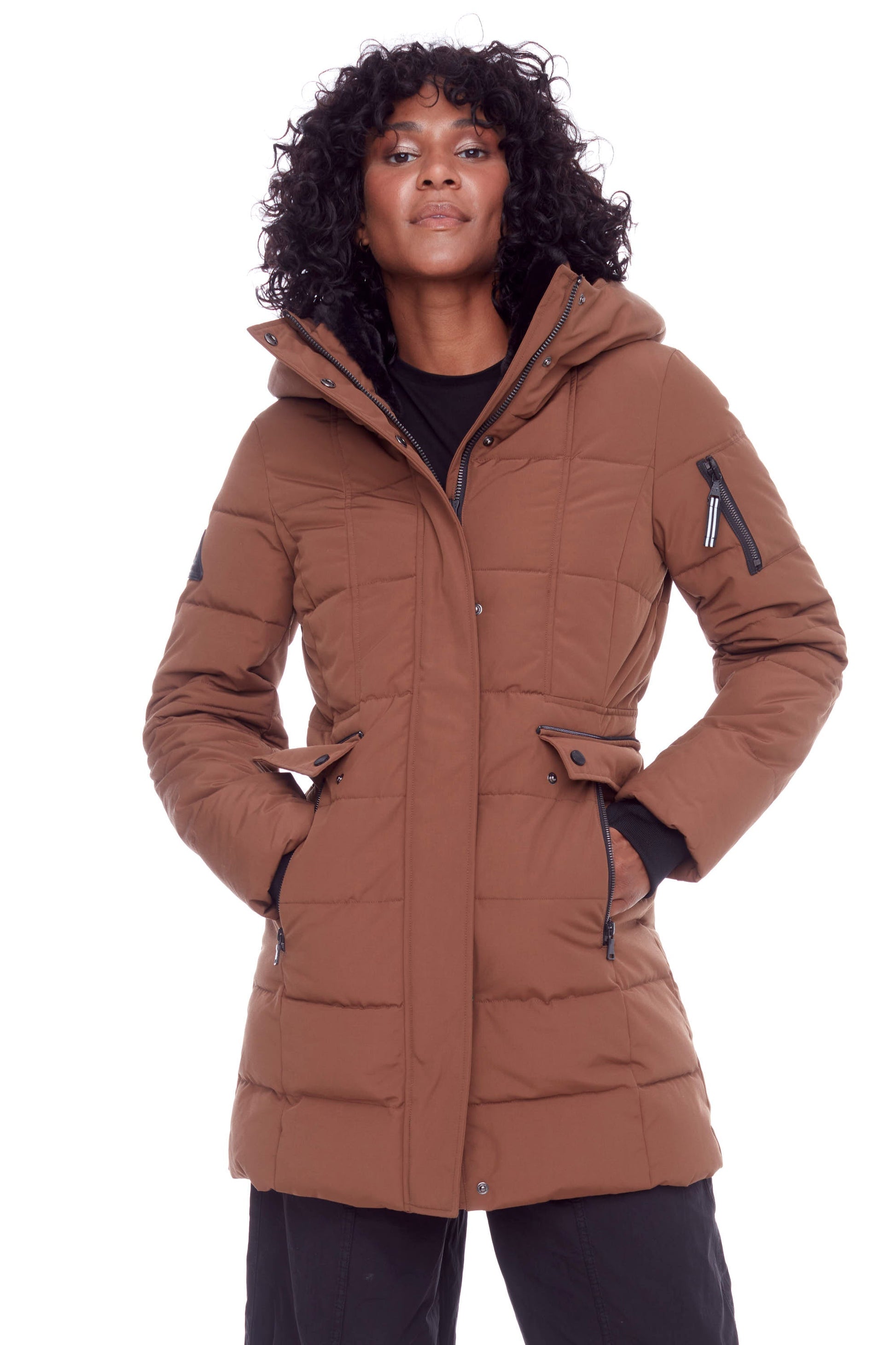 KOOTNEY | PARKA MI-LONGUE EN DUVET VÉGAN (RECYCLÉE) POUR FEMME, ÉRABLE