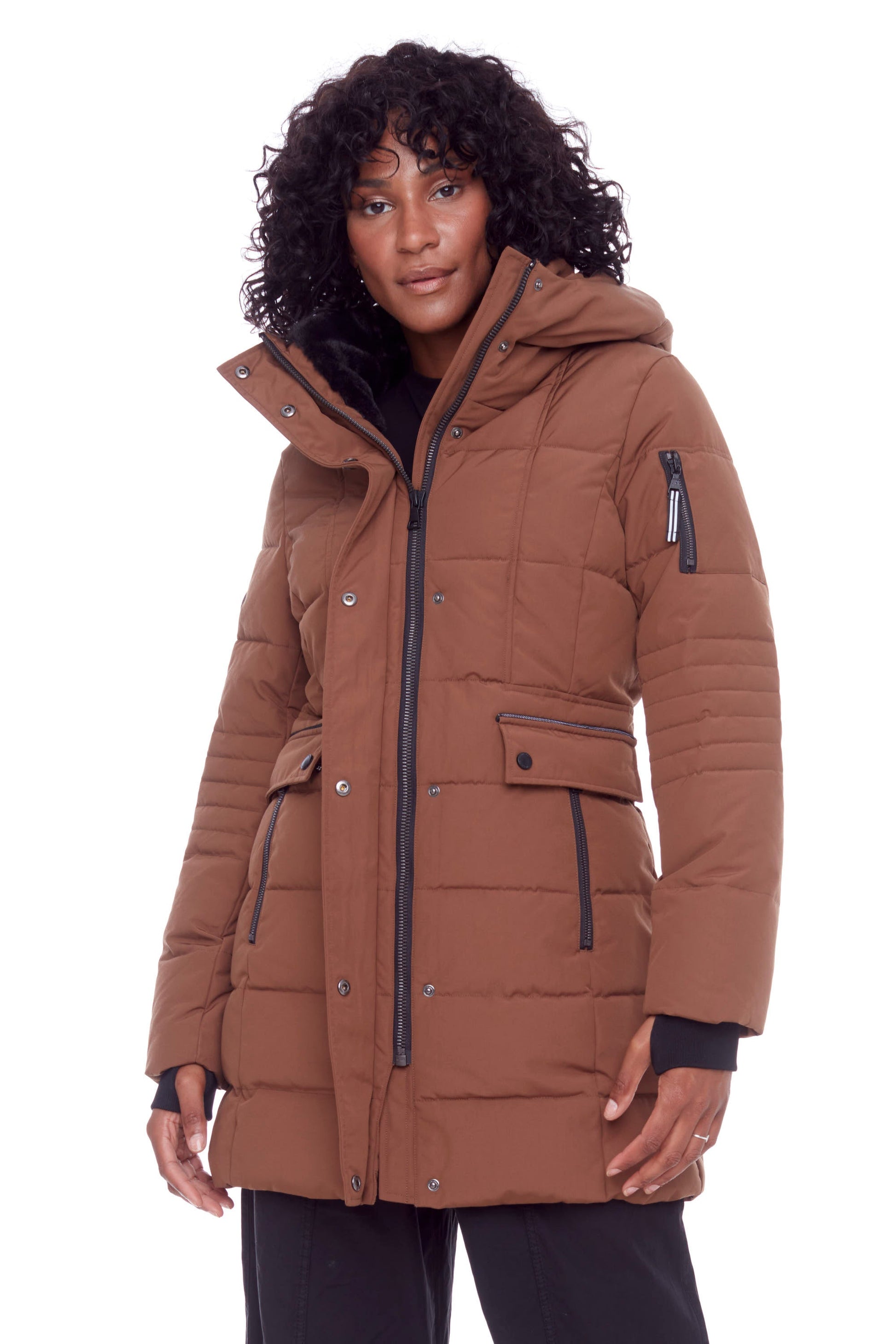 KOOTNEY | PARKA MI-LONGUE EN DUVET VÉGAN (RECYCLÉE) POUR FEMME, ÉRABLE