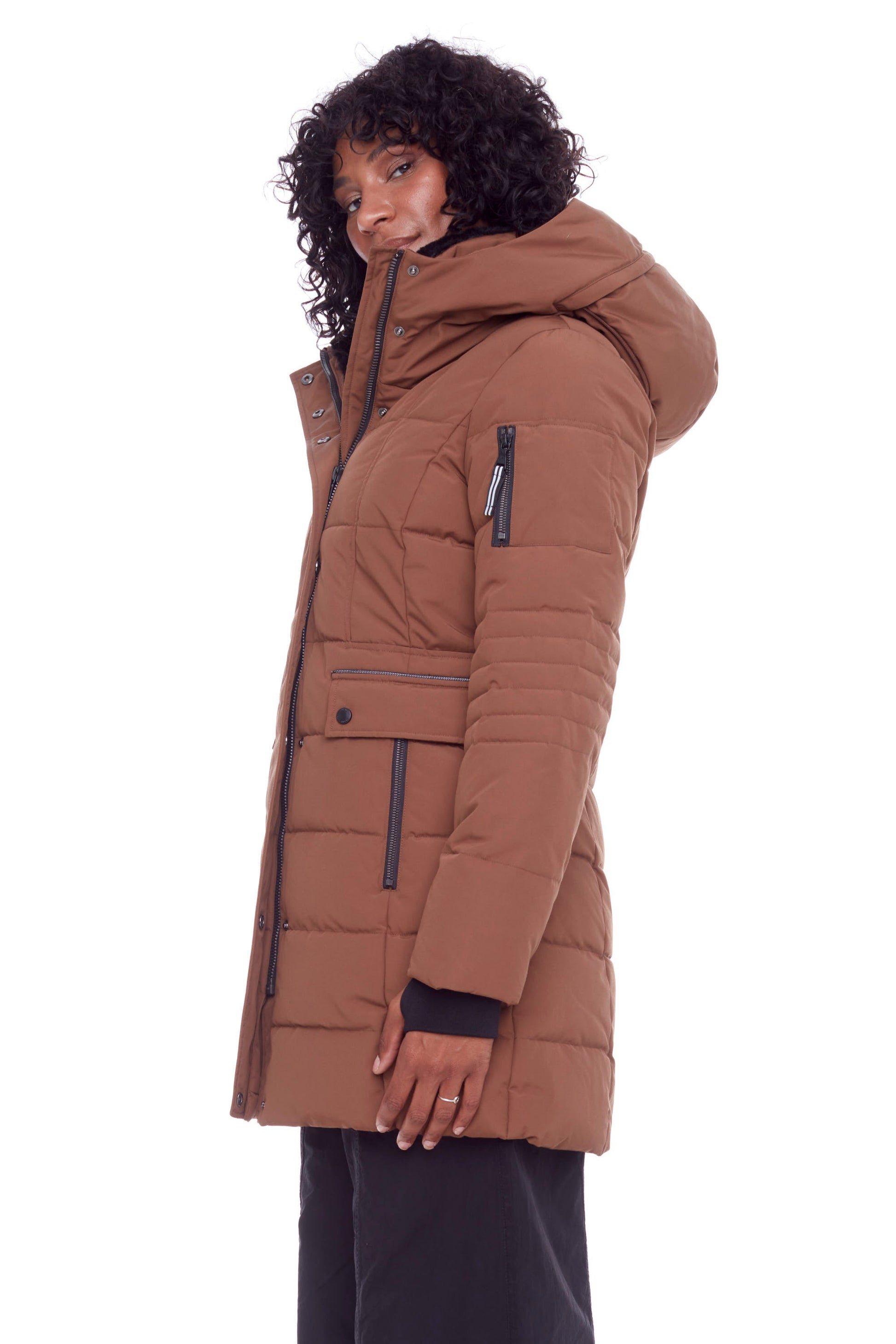 KOOTNEY | PARKA MI-LONGUE EN DUVET VÉGAN (RECYCLÉE) POUR FEMME, ÉRABLE