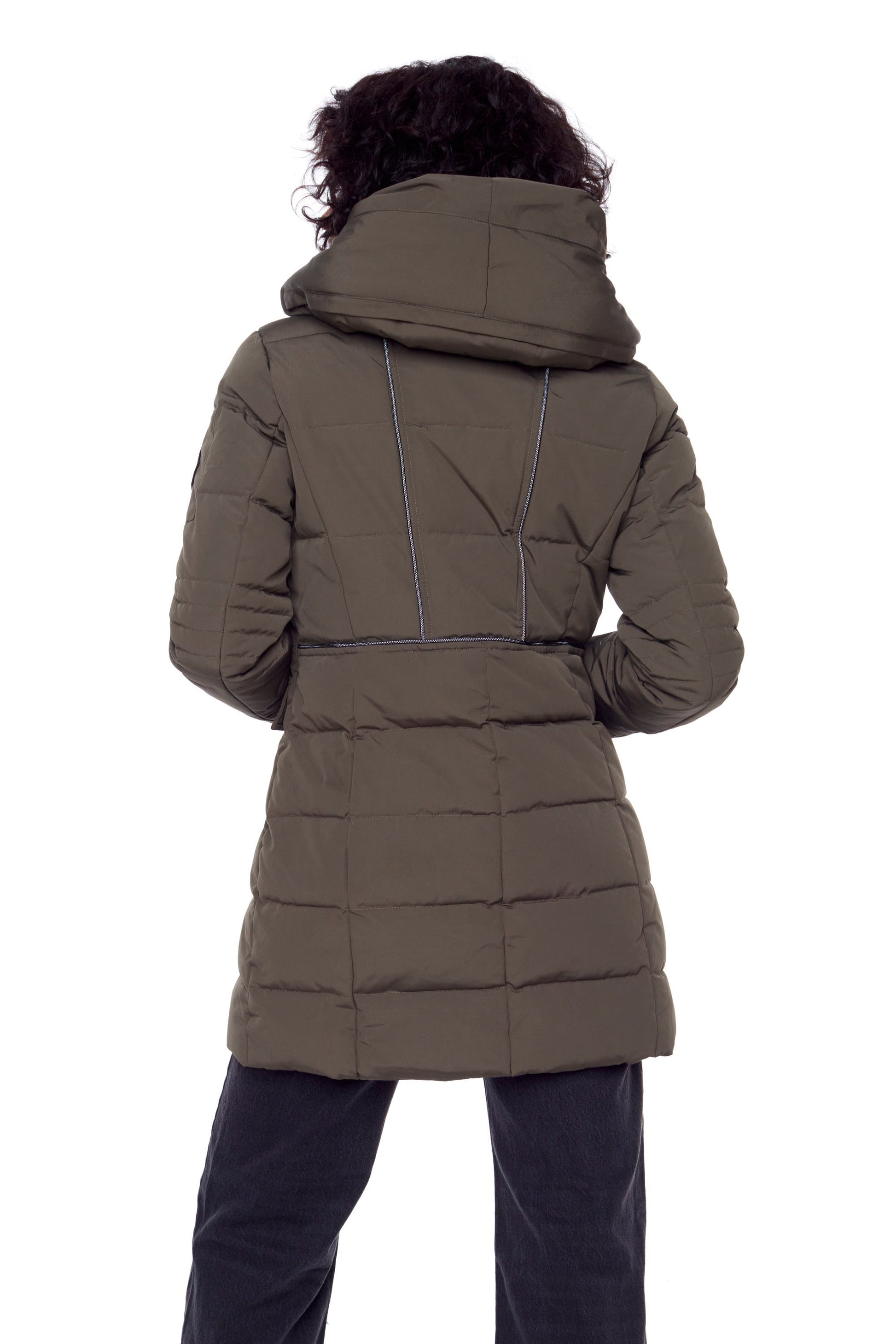 KOOTNEY | PARKA MI-LONGUE EN DUVET VÉGAN (RECYCLÉE) POUR FEMME, OLIVE