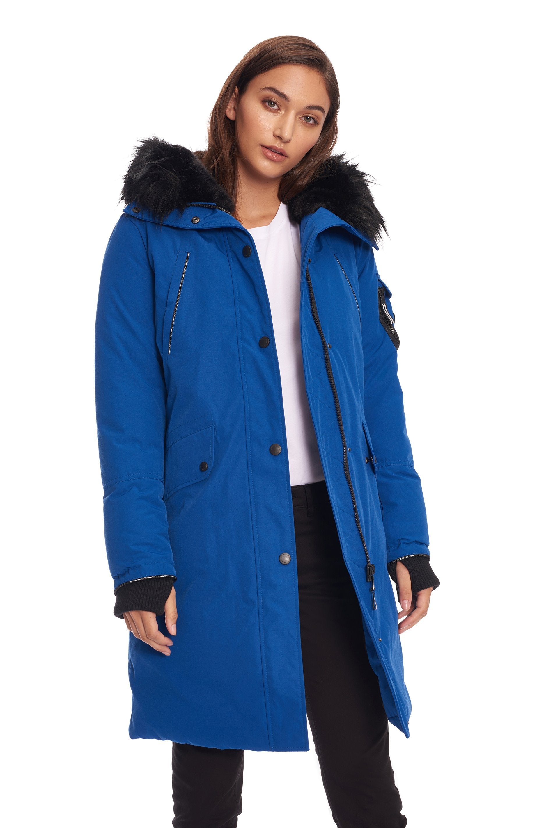 LAURENTIAN | PARKA LONGUE EN DUVET VÉGAN (RECYCLÉE) POUR FEMMES, COBALT