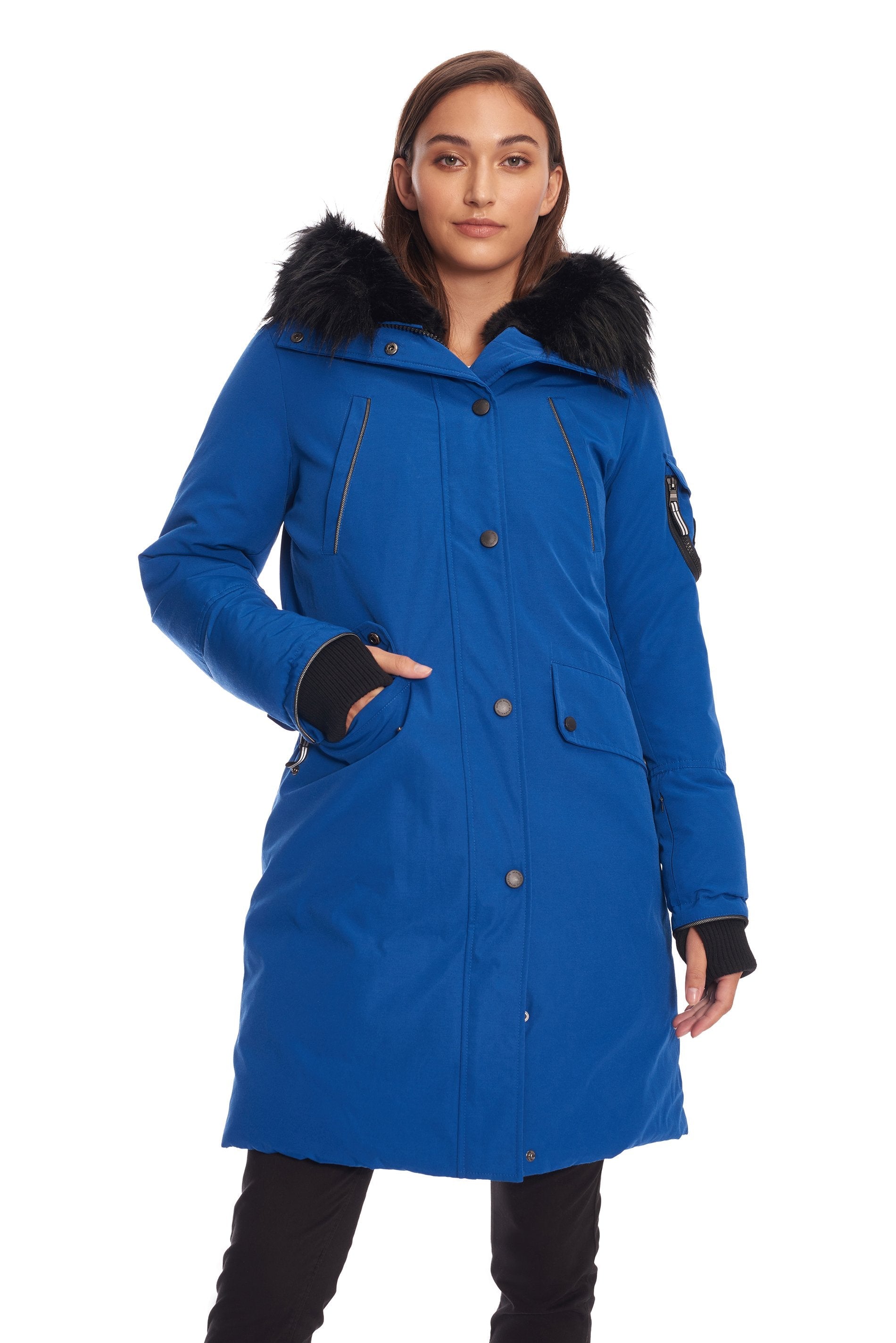 LAURENTIAN | PARKA LONGUE EN DUVET VÉGAN (RECYCLÉE) POUR FEMMES, COBALT