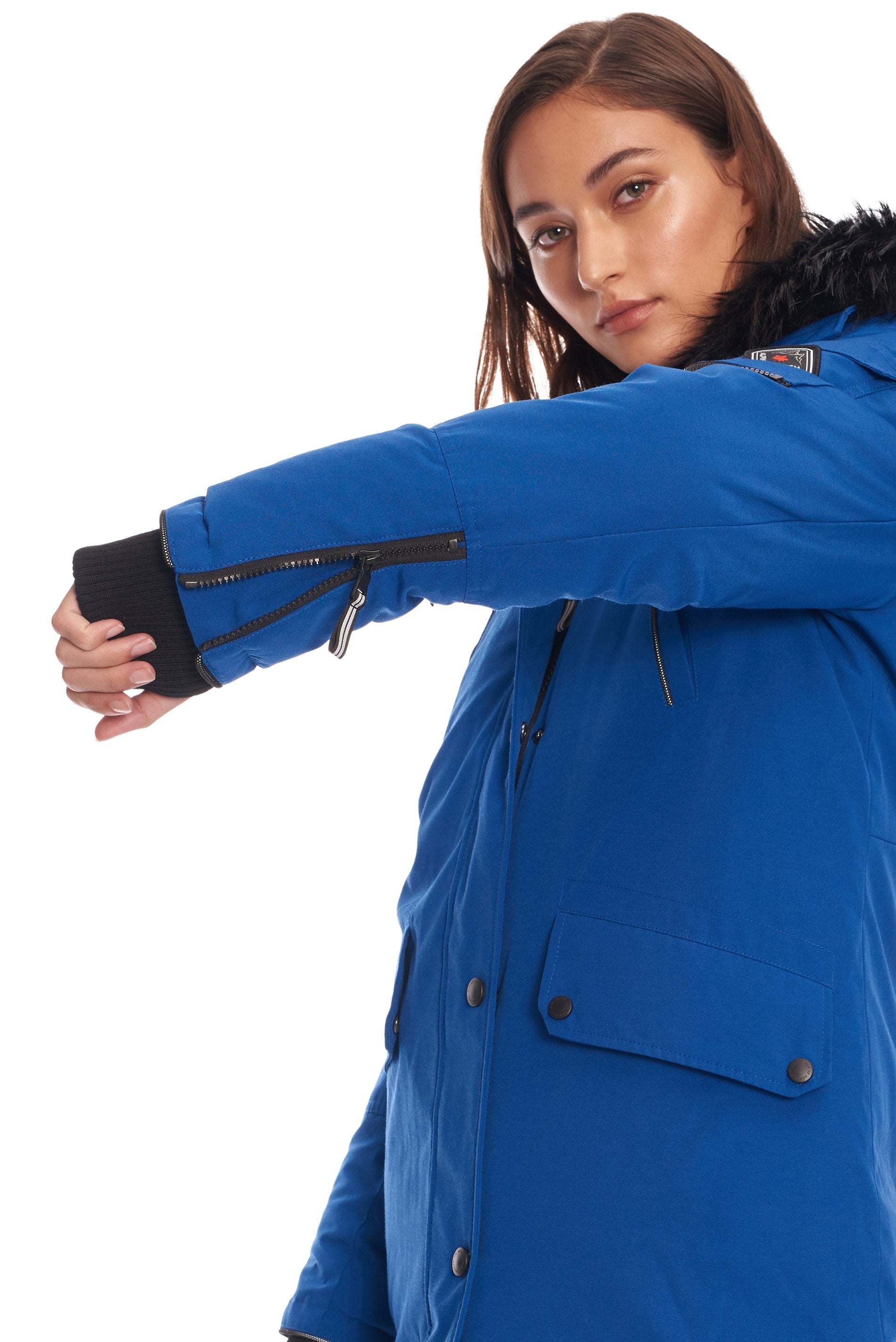 LAURENTIAN | PARKA LONGUE EN DUVET VÉGAN (RECYCLÉE) POUR FEMMES, COBALT