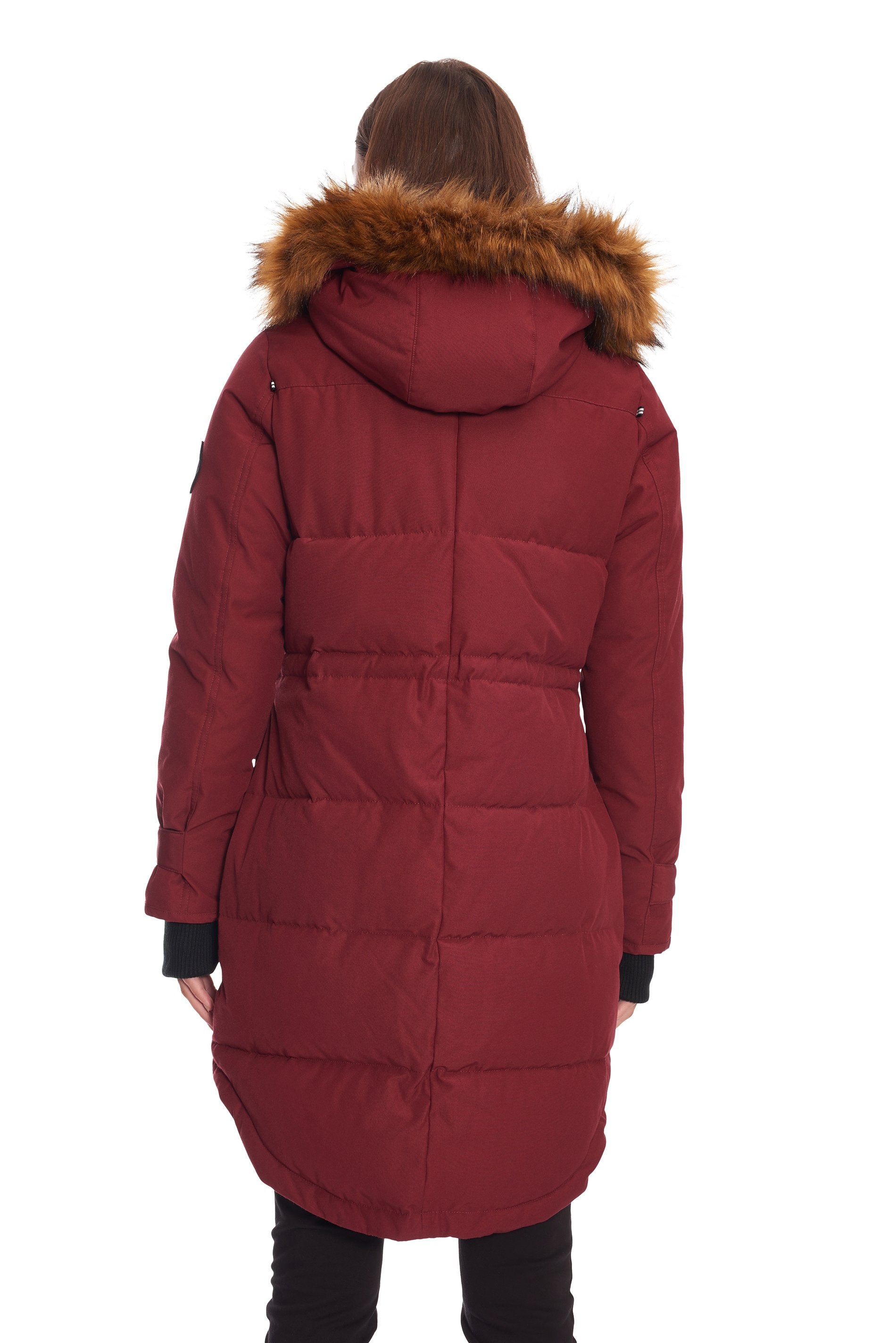 UKON | PARKA À CORDON DE SERRAGE EN DUVET VÉGAN POUR FEMME (RECYCLÉE), OXBLOOD