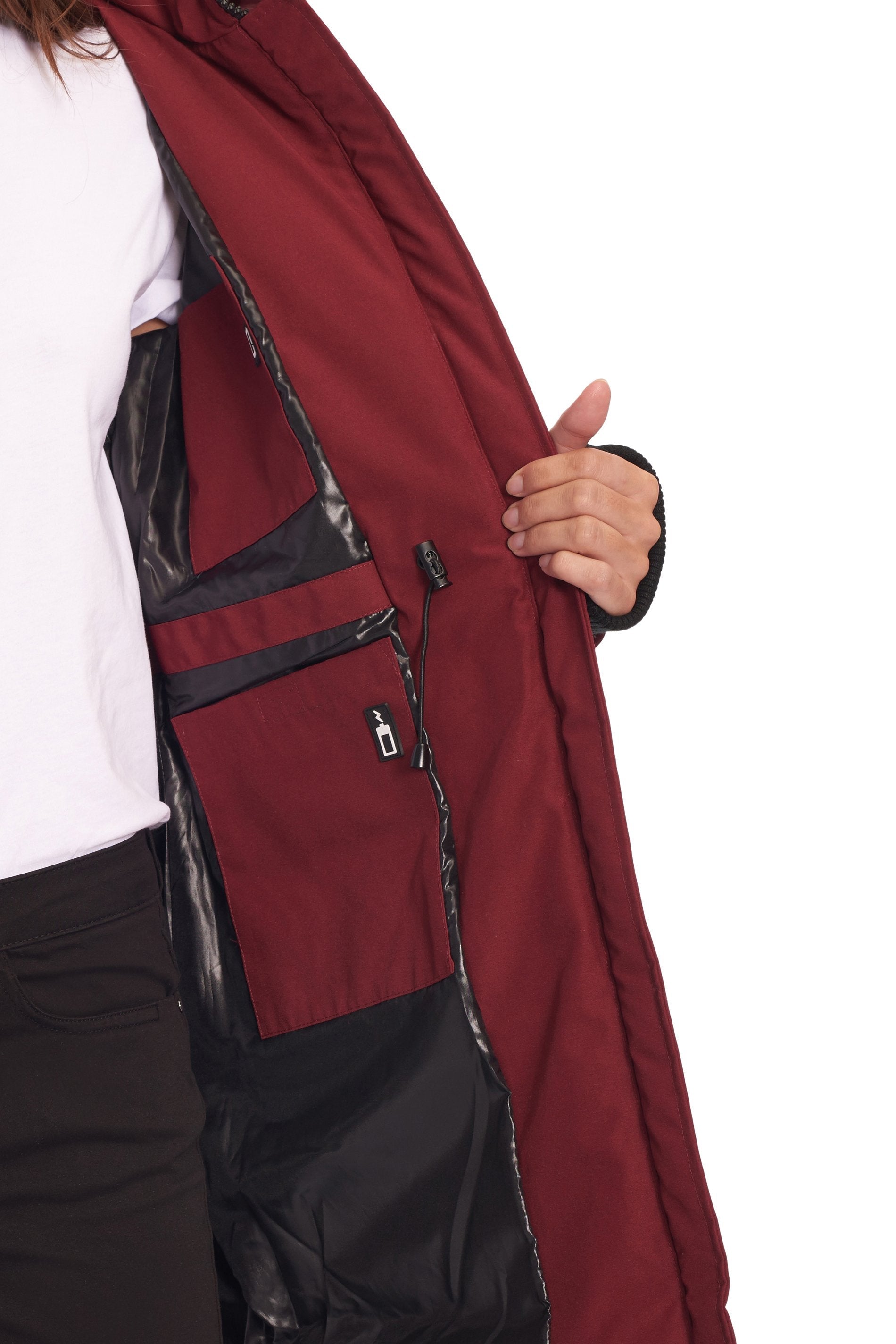 UKON | PARKA À CORDON DE SERRAGE EN DUVET VÉGAN POUR FEMME (RECYCLÉE), OXBLOOD