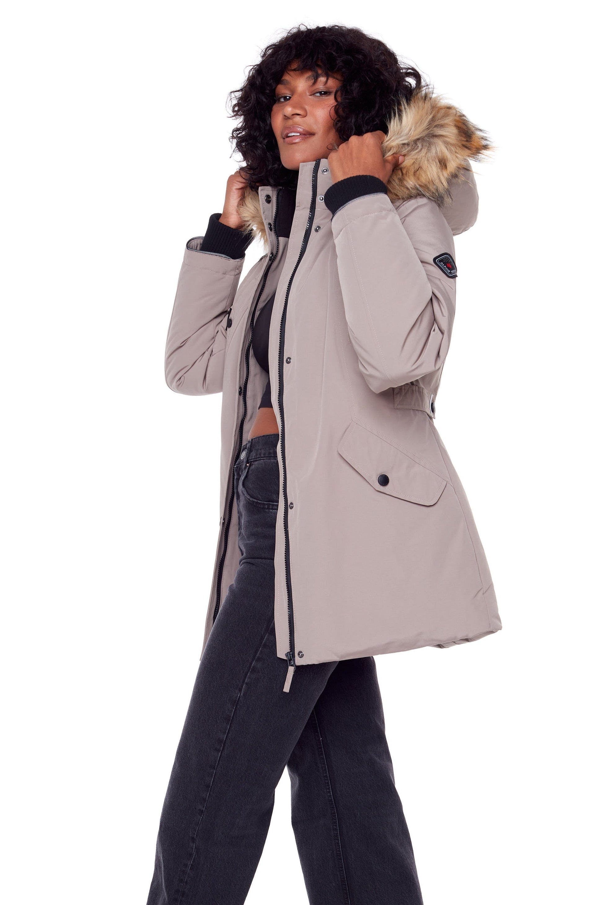 GLACIER | PARKA FEMME EN DUVET VÉGAN (RECYCLÉE), TAUPE