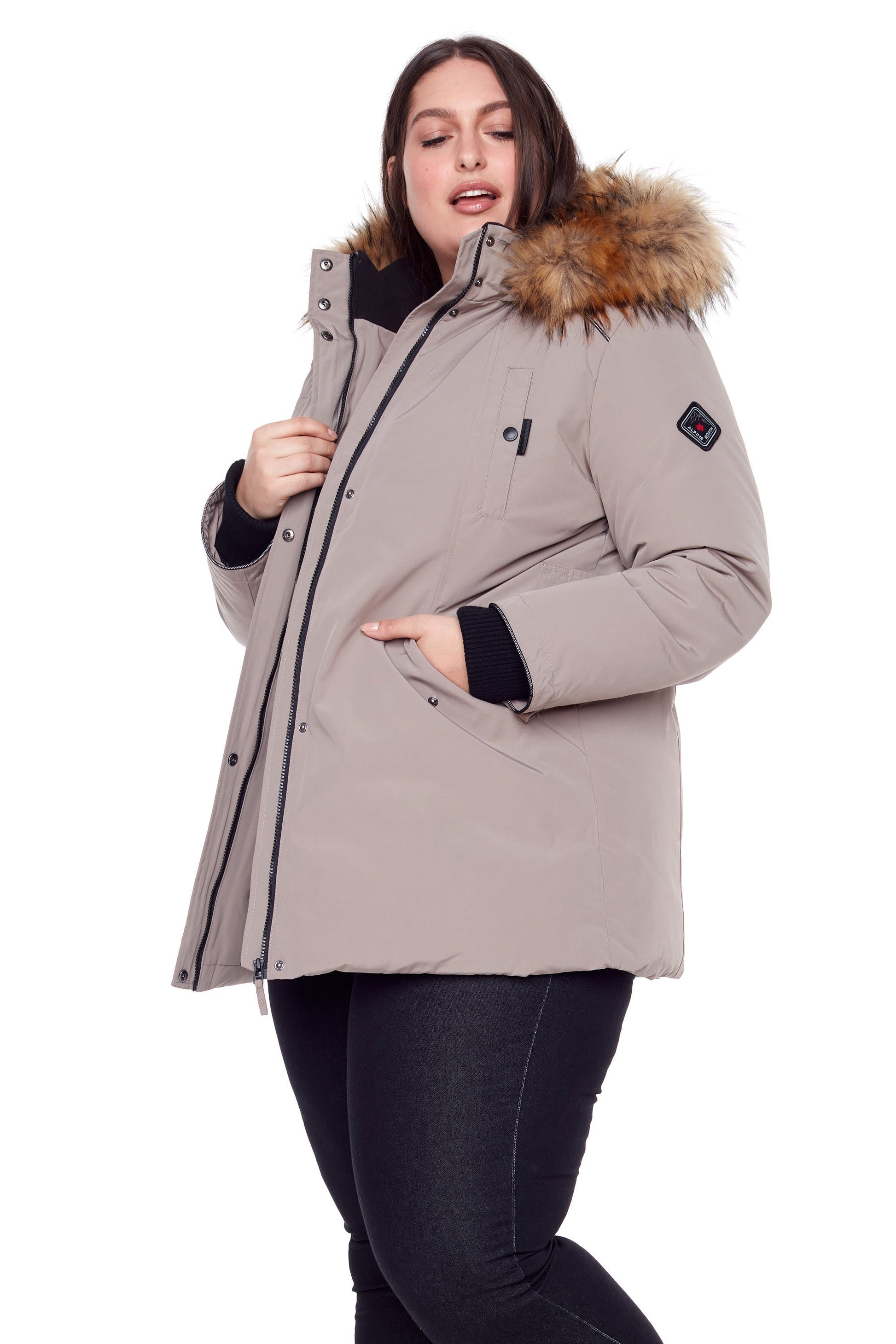 GLACIER PLUS | PARKA FEMME EN DUVET VÉGAN (RECYCLÉE), TAUPE (TAILLE GRANDE)
