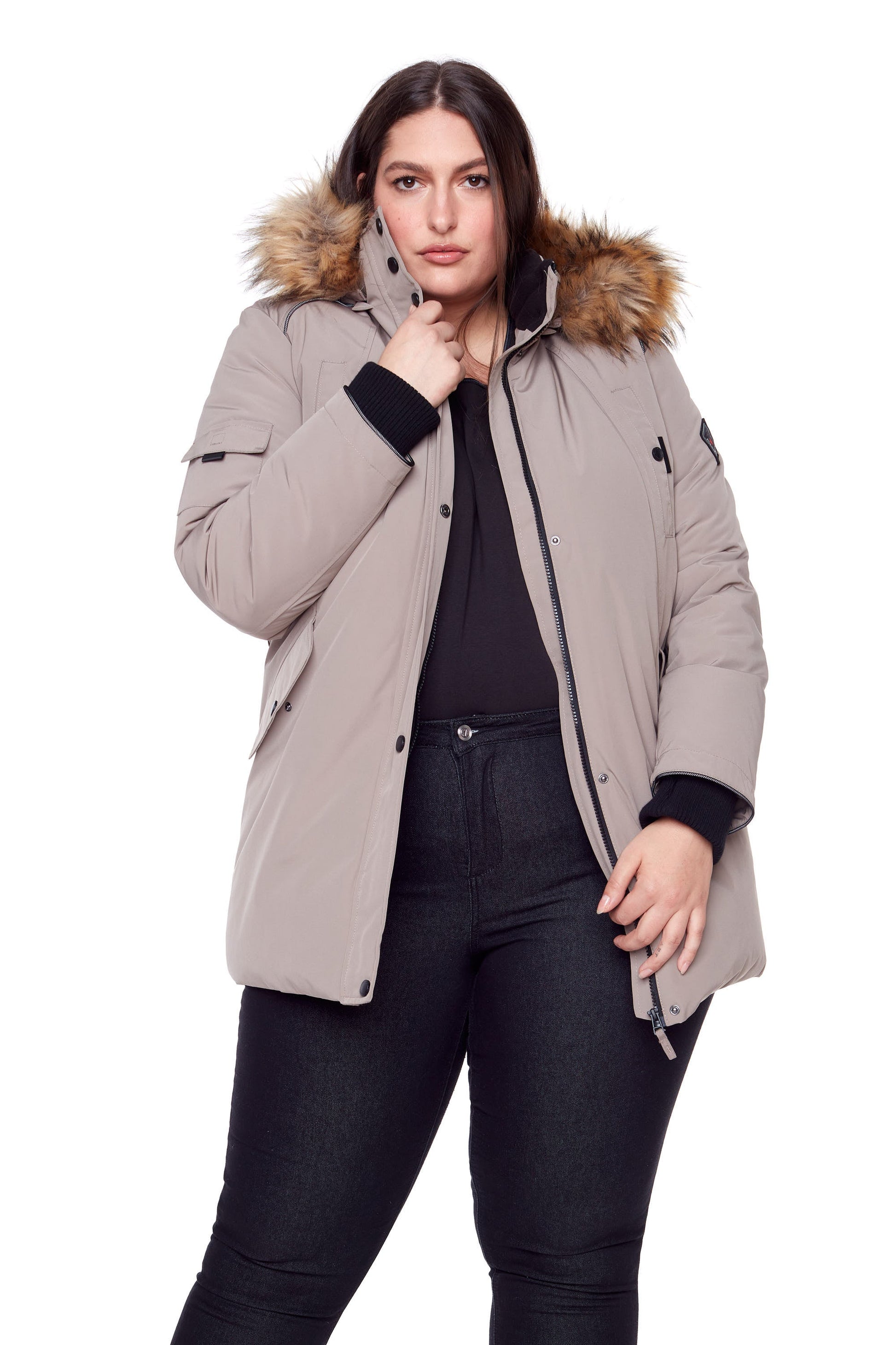 GLACIER PLUS | PARKA FEMME EN DUVET VÉGAN (RECYCLÉE), TAUPE (TAILLE GRANDE)