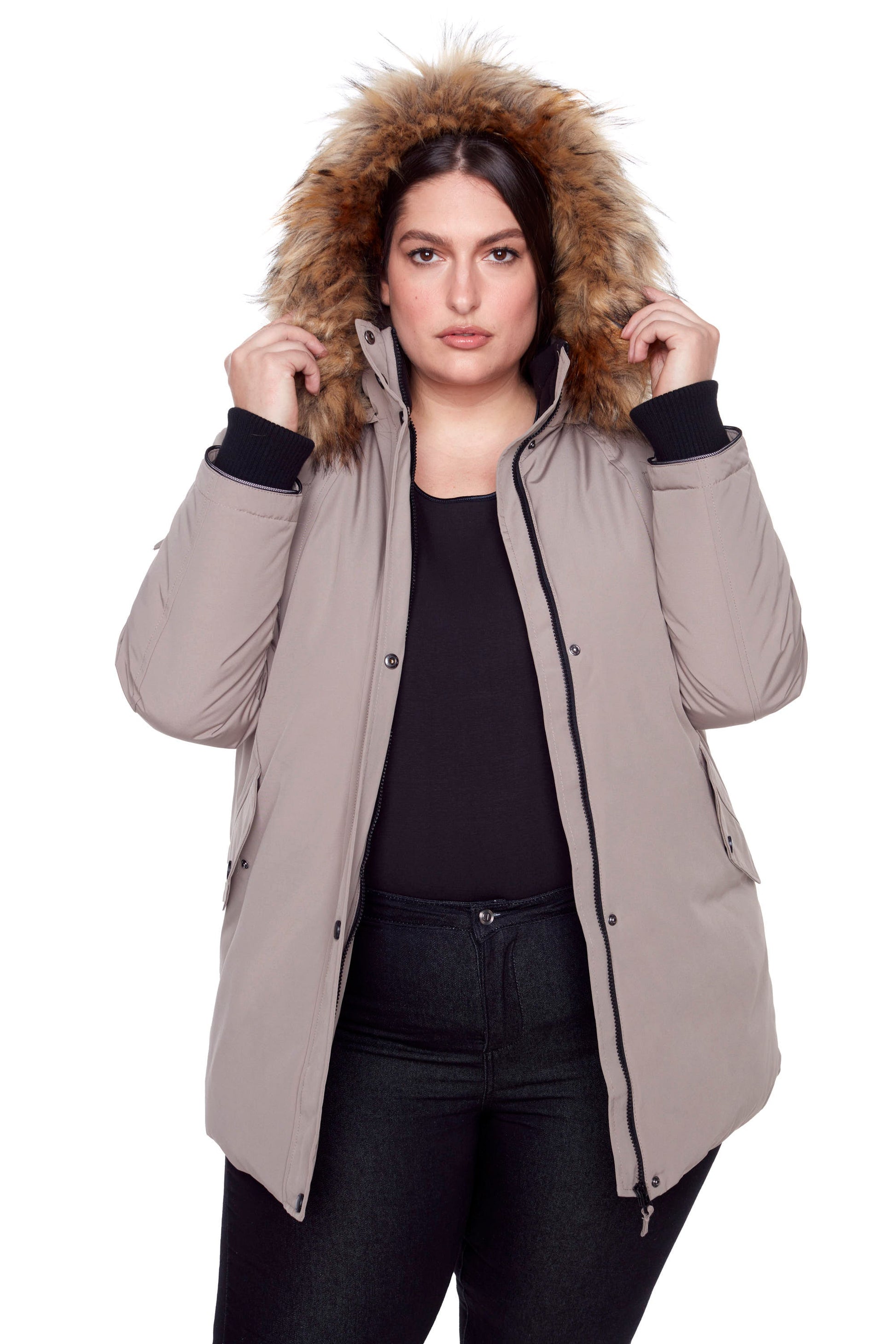 GLACIER PLUS | PARKA FEMME EN DUVET VÉGAN (RECYCLÉE), TAUPE (TAILLE GRANDE)