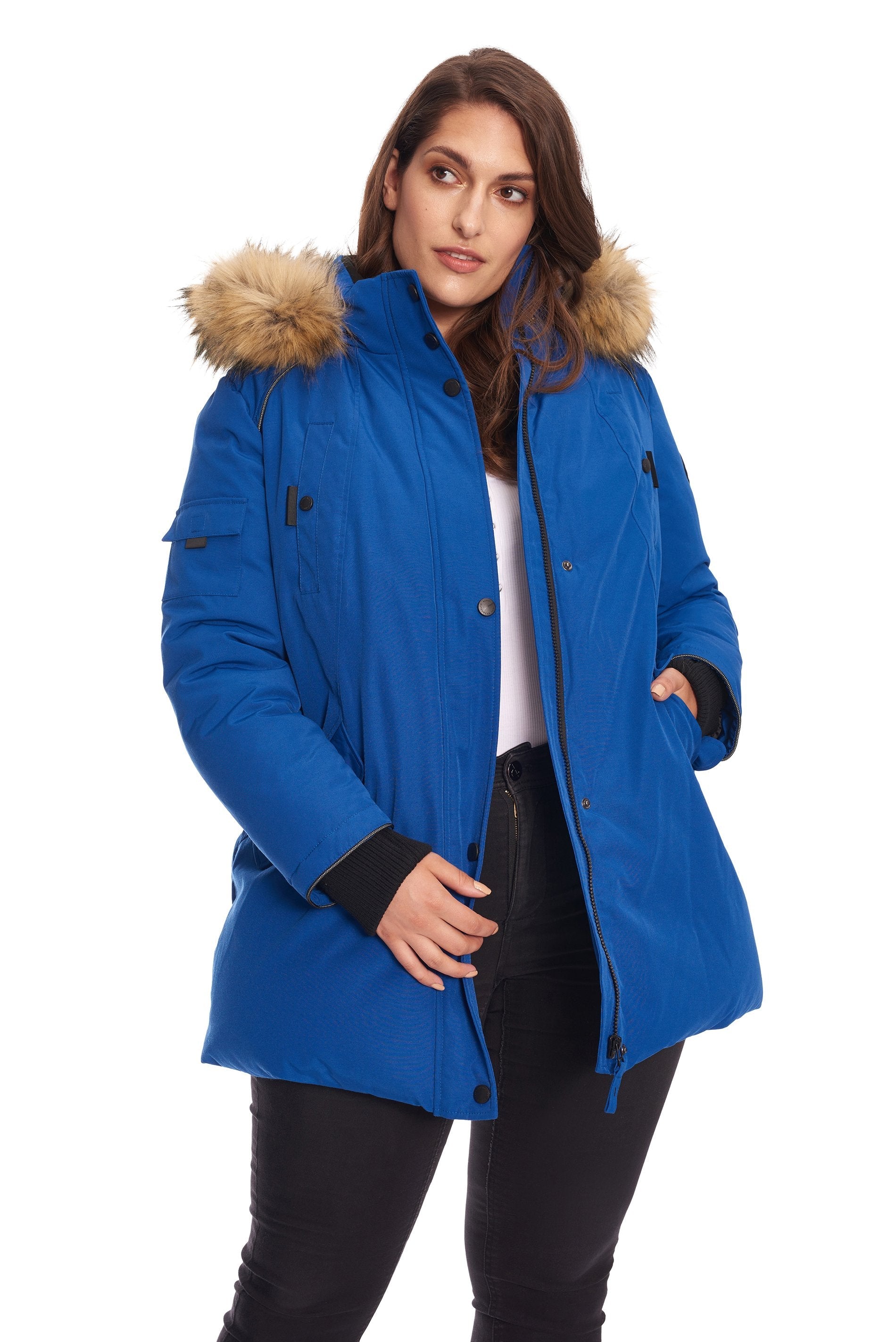 GLACIER PLUS | PARKA FEMME EN DUVET VÉGAN (RECYCLÉE), COBALT (TAILLE GRANDE)