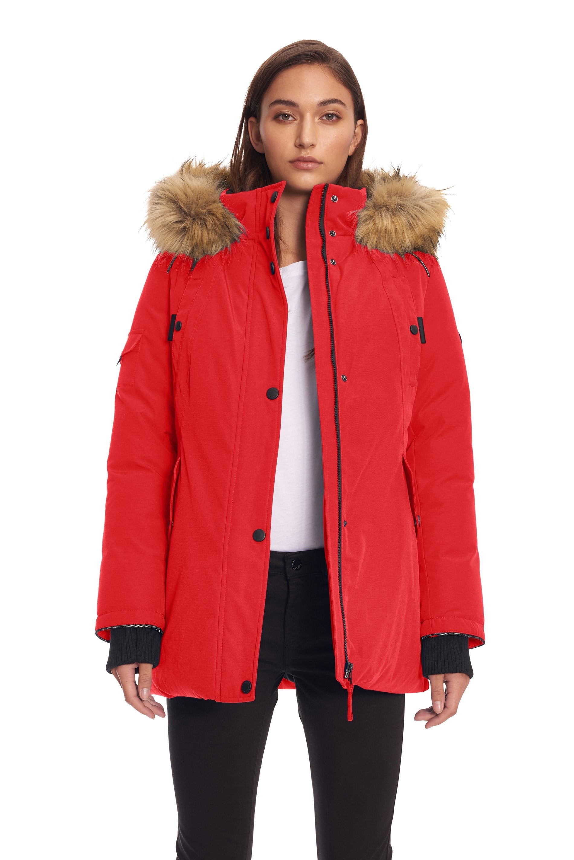 GLACIER | PARKA EN DUVET VÉGAN (RECYCLÉE) POUR FEMME, CRIMSON