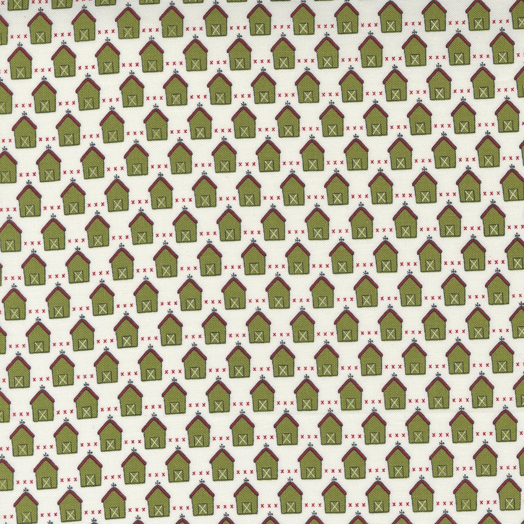 Red Barn Christmas, Green Barn, 1/4yard
