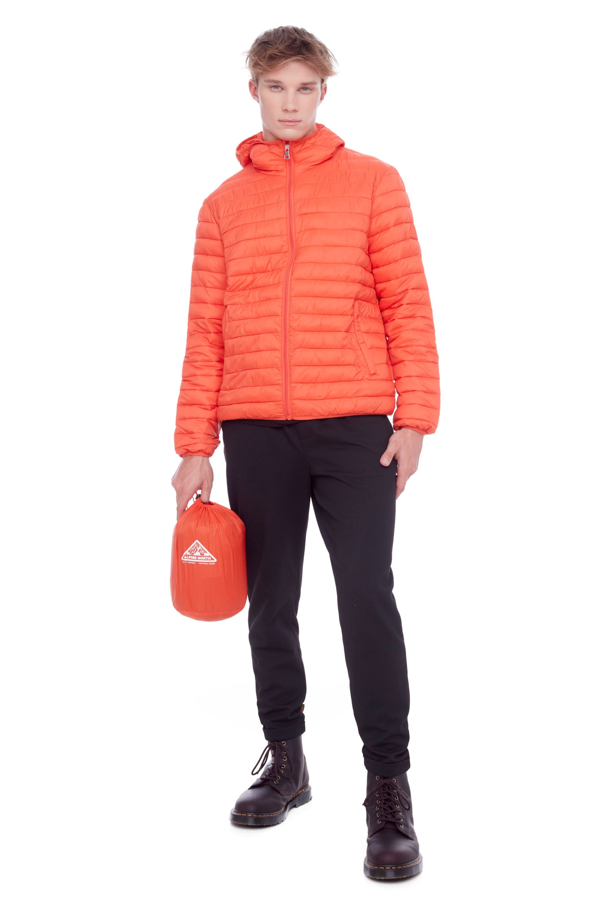 YOHO HOMMES | DOUDOUNE LÉGÈRE ET COMPACTE EN DUVET VÉGAN (RECYCLÉE) POUR HOMMES, MANDARINE