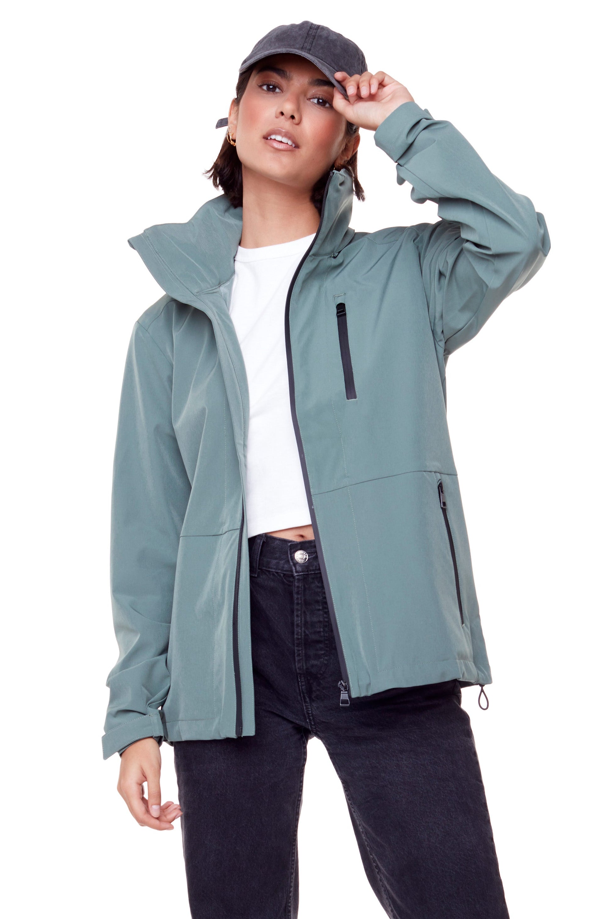 CARMACKS | VESTE DE PLUIE MOYENNE UNISEXE (RECYCLÉE), VERT POUDRÉ