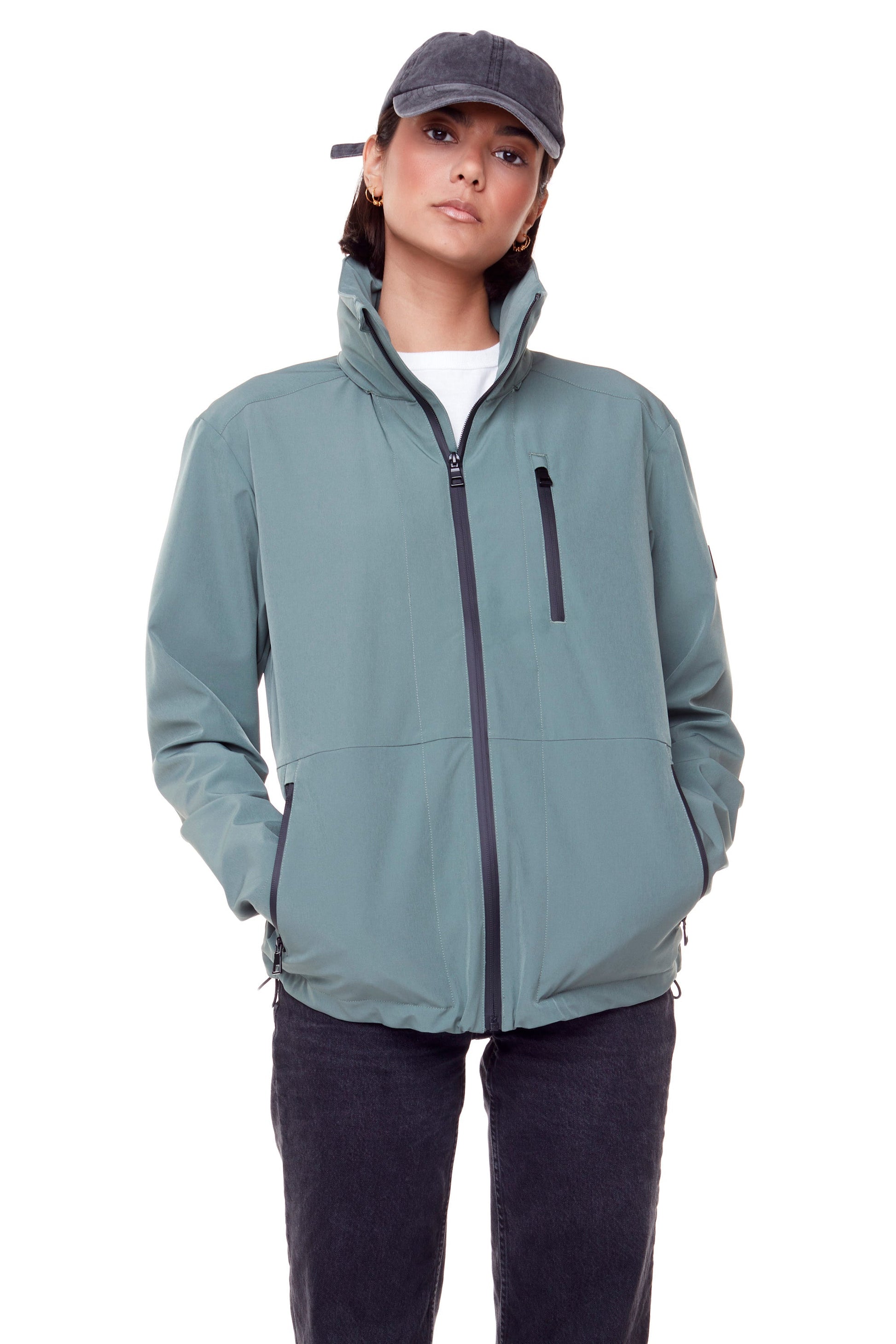 CARMACKS | VESTE DE PLUIE MOYENNE UNISEXE (RECYCLÉE), VERT POUDRÉ