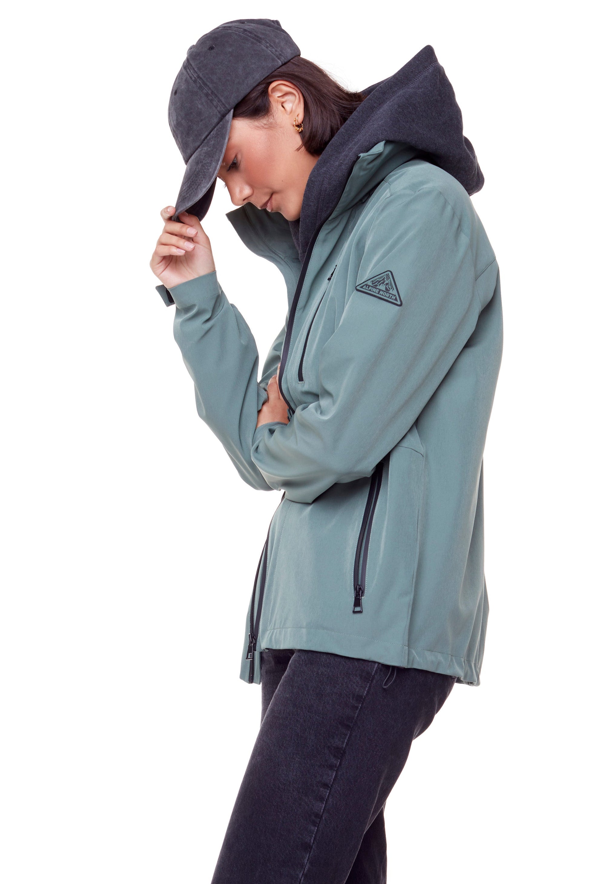 CARMACKS | VESTE DE PLUIE MOYENNE UNISEXE (RECYCLÉE), VERT POUDRÉ