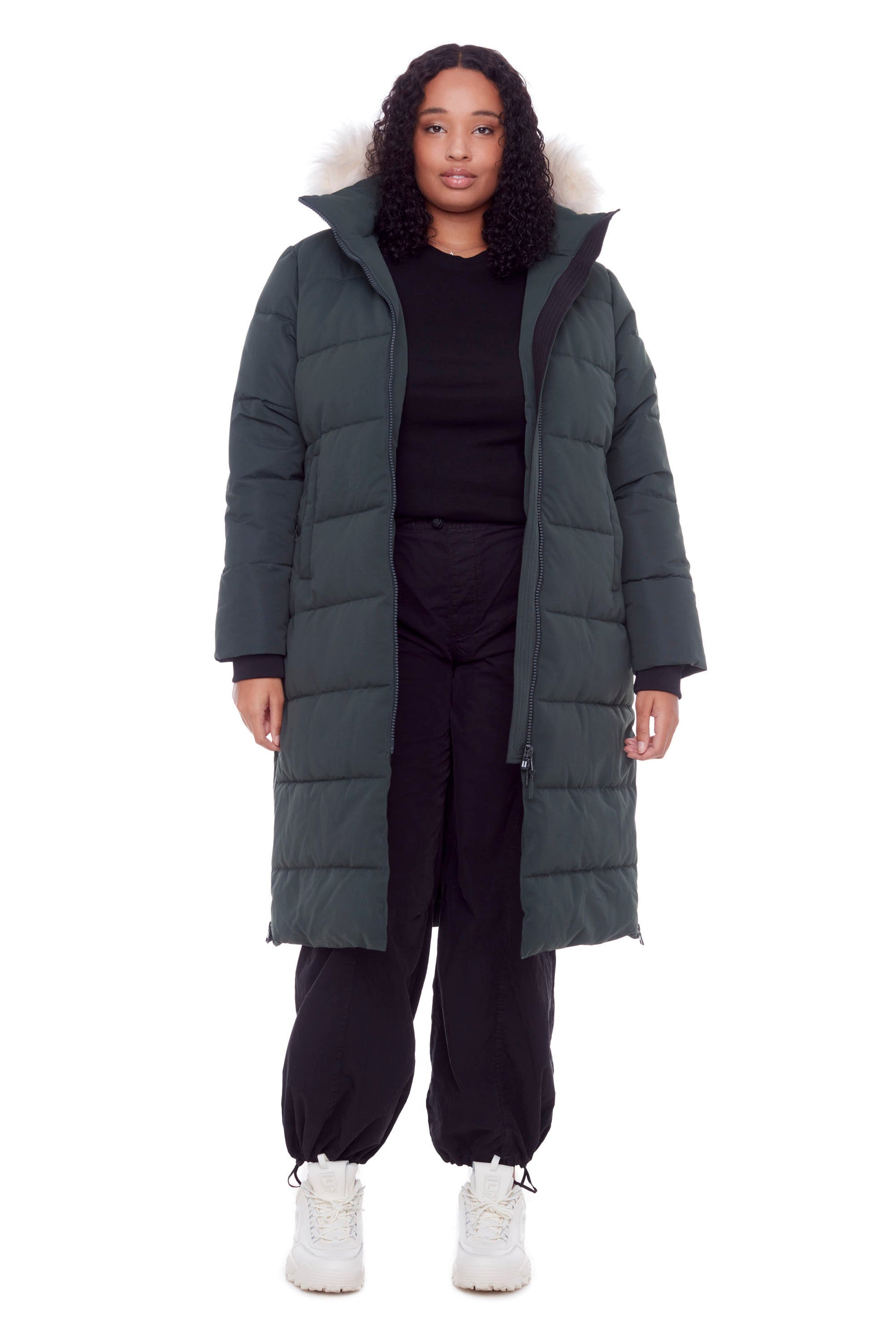 KLUANE PLUS | WOMEN'S VEGAN DOWN (RECYCLED) ULTRA LONG LENGTH PARKA, FOREST GREEN (PLUS SIZE)