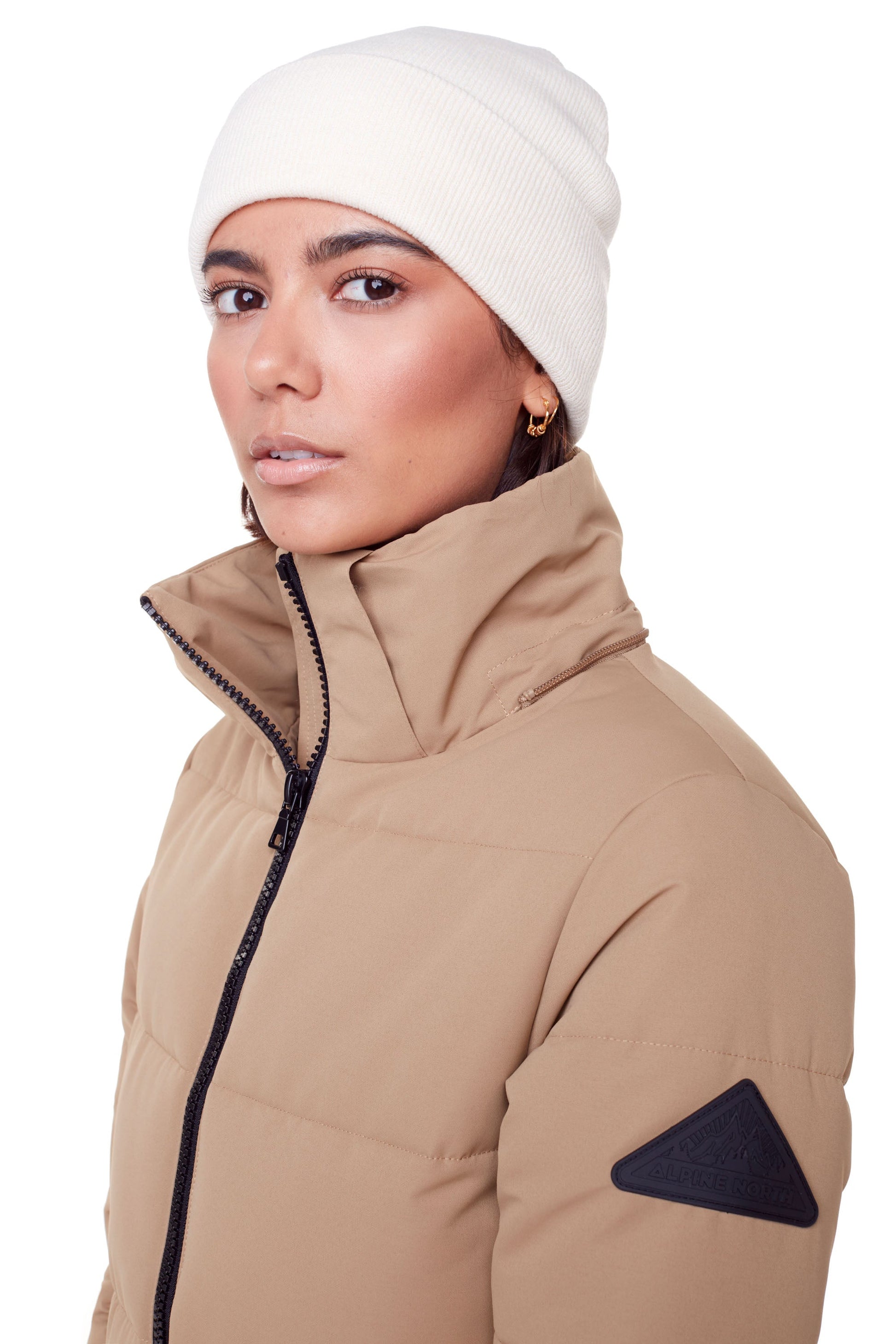 KLUANE | WOMEN'S VEGAN DOWN (RECYCLED) ULTRA LONG LENGTH PARKA, CAMEL