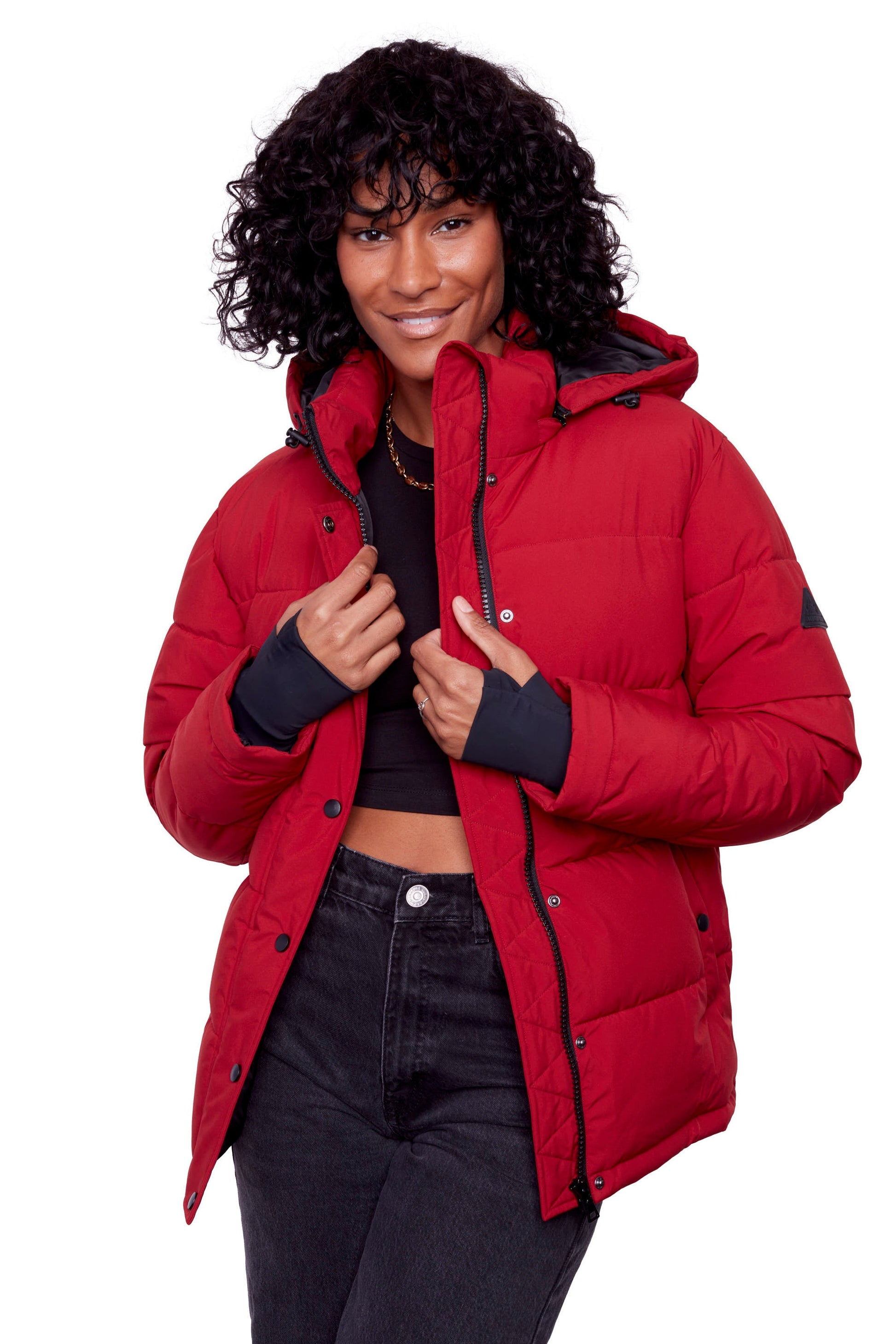 FORILLON | DOUDOUNE COURTE MATELASSÉE EN DUVET VÉGAN (RECYCLÉE) POUR FEMME, ROUGE FONCÉ