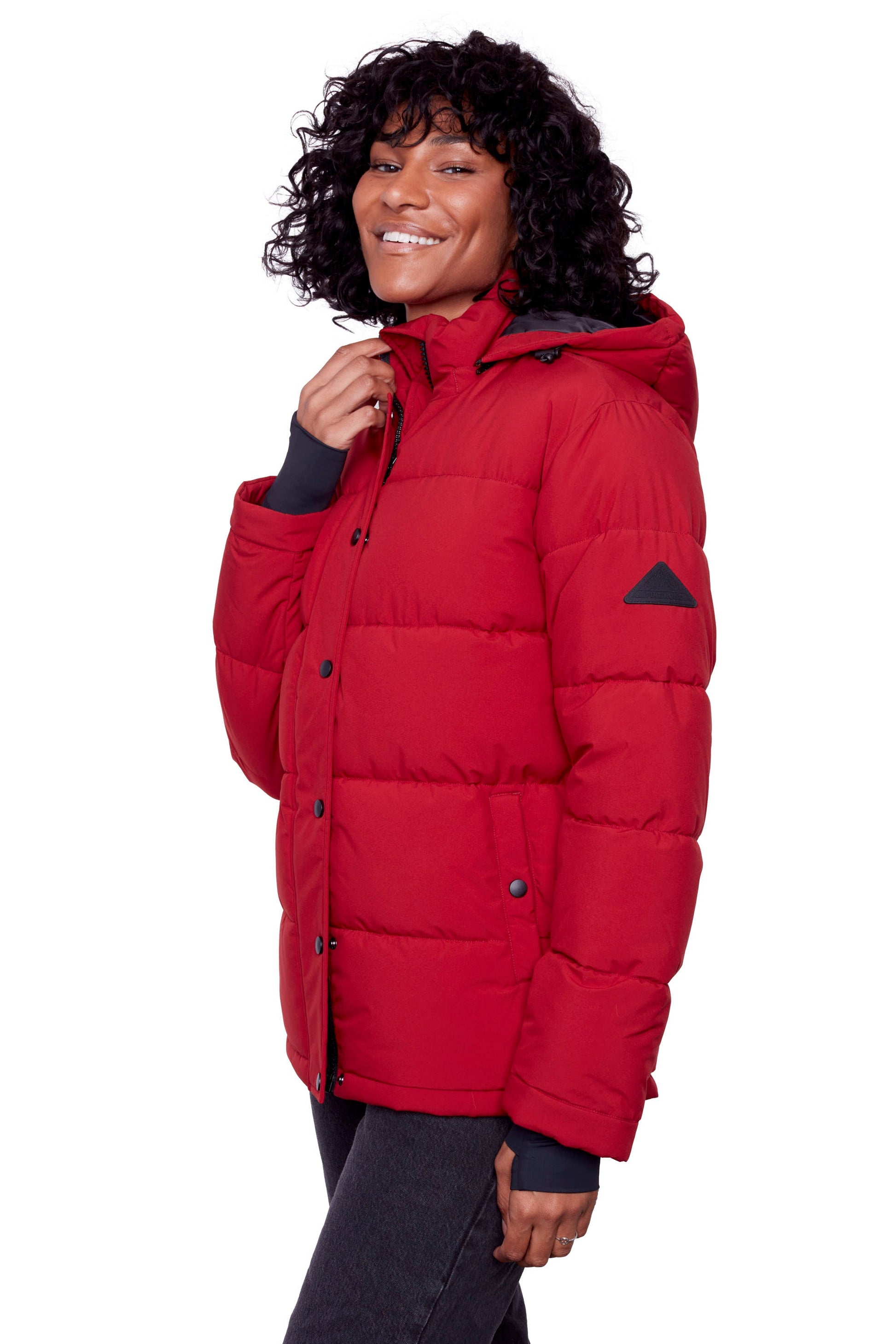 FORILLON | DOUDOUNE COURTE MATELASSÉE EN DUVET VÉGAN (RECYCLÉE) POUR FEMME, ROUGE FONCÉ