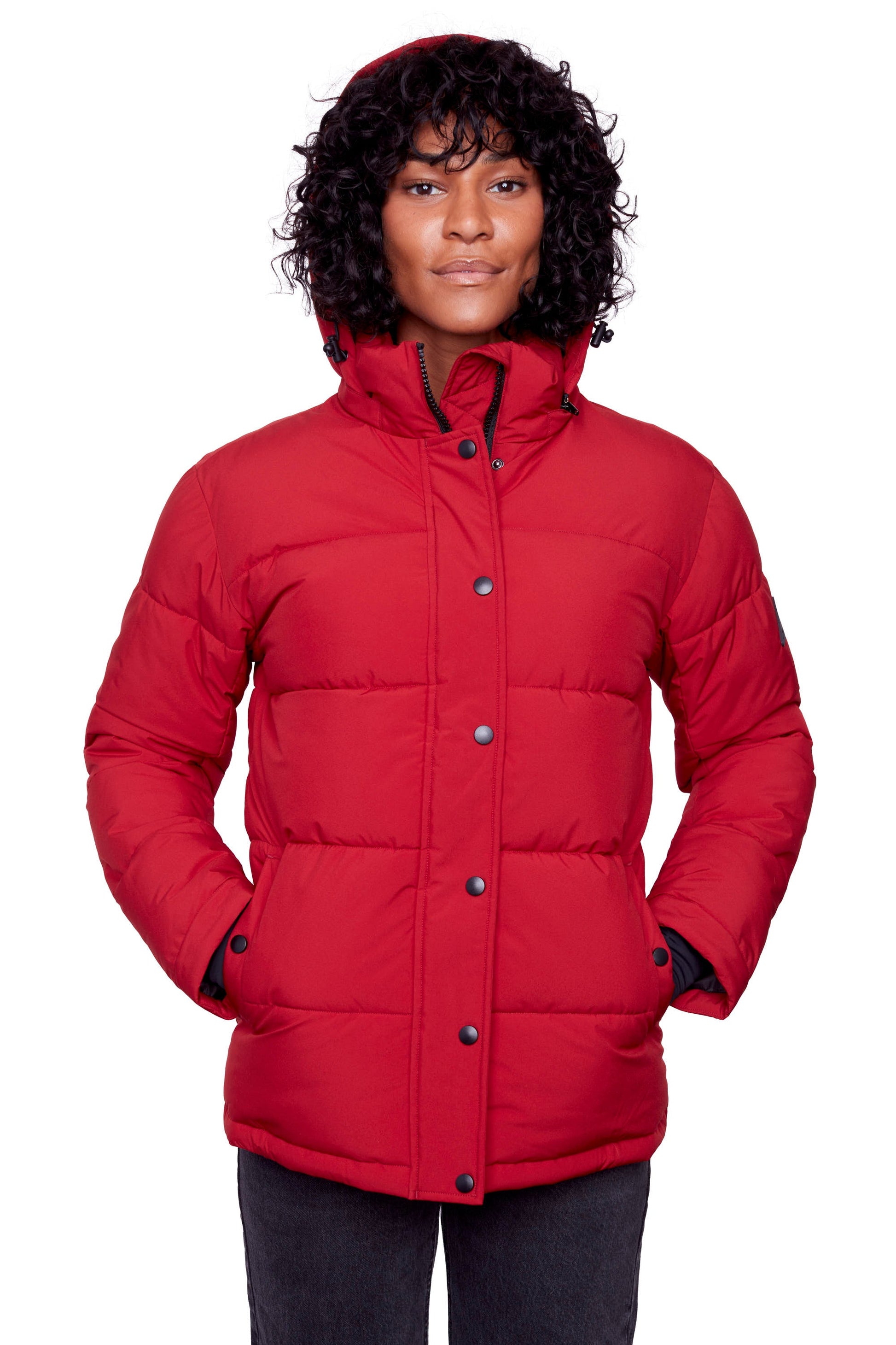 FORILLON | DOUDOUNE COURTE MATELASSÉE EN DUVET VÉGAN (RECYCLÉE) POUR FEMME, ROUGE FONCÉ