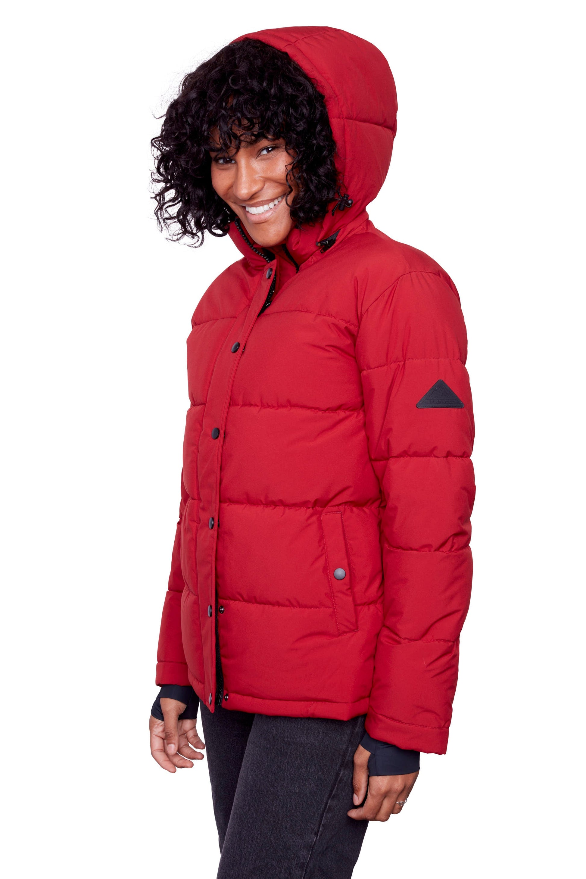 FORILLON | DOUDOUNE COURTE MATELASSÉE EN DUVET VÉGAN (RECYCLÉE) POUR FEMME, ROUGE FONCÉ