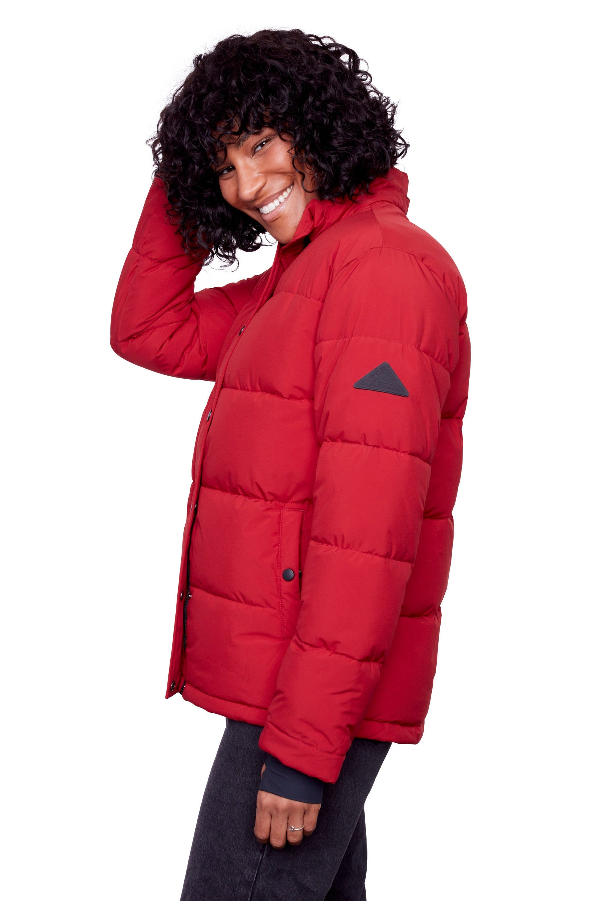 FORILLON | DOUDOUNE COURTE MATELASSÉE EN DUVET VÉGAN (RECYCLÉE) POUR FEMME, ROUGE FONCÉ