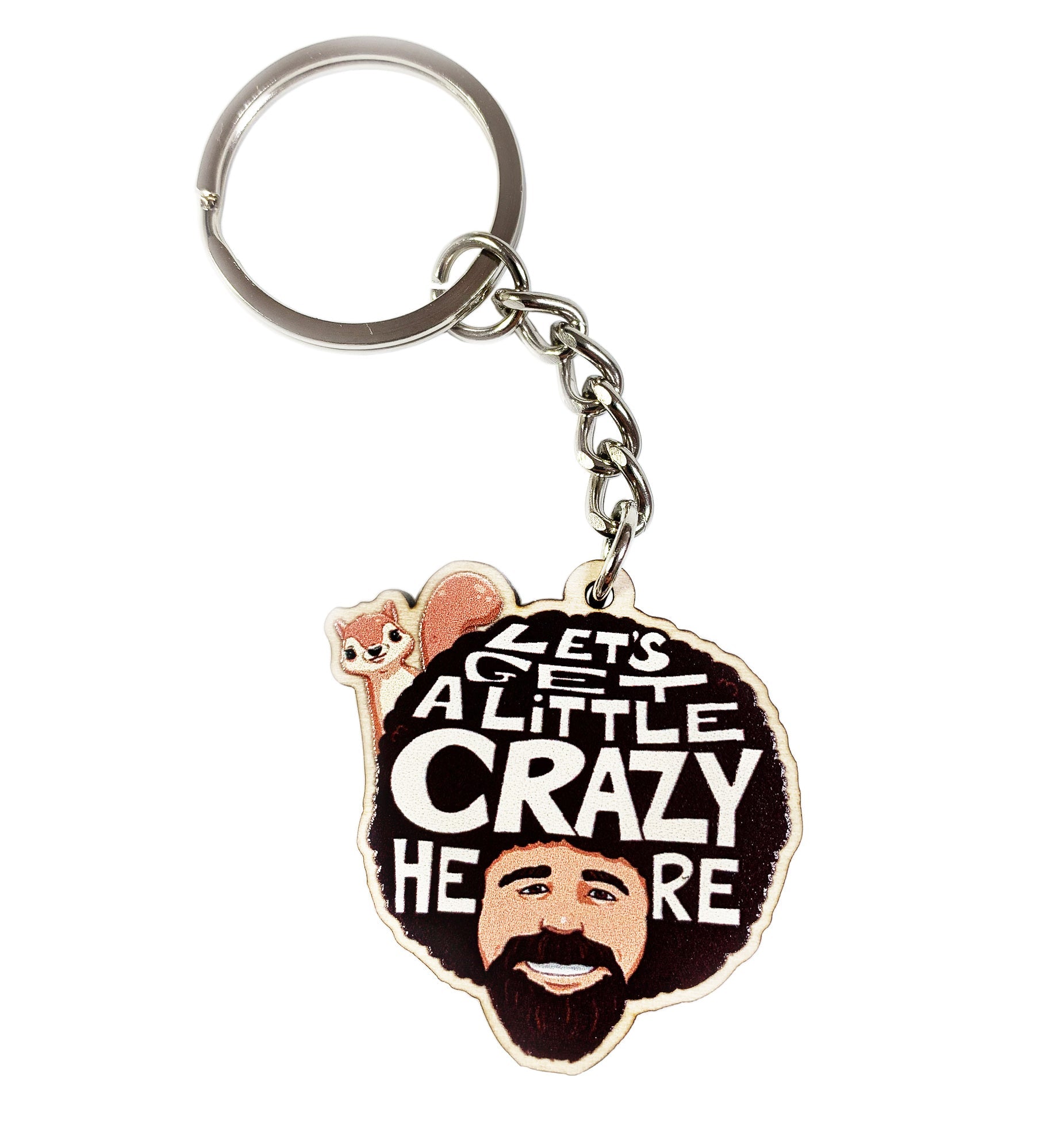 Bob Ross And Peapod the Squirrel Keychain