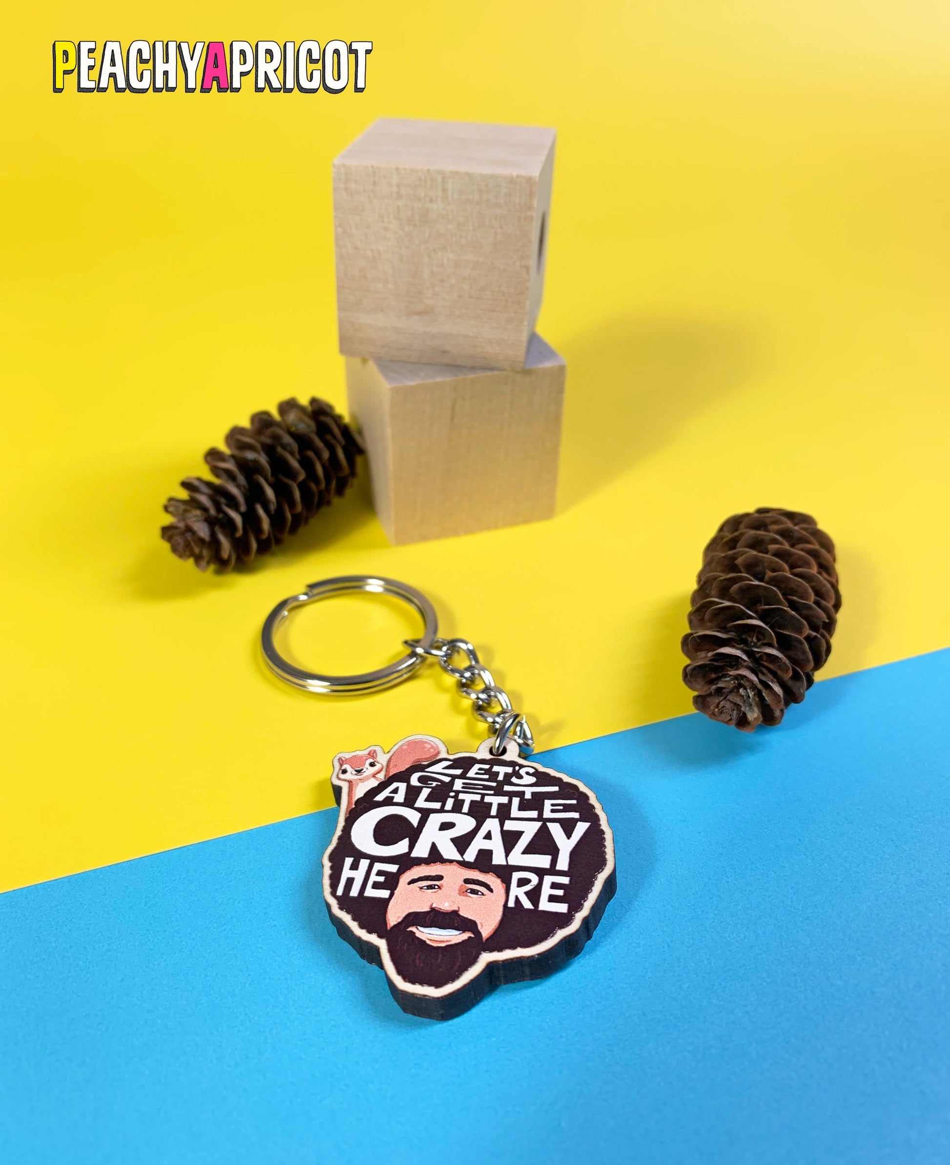 Bob Ross And Peapod the Squirrel Keychain