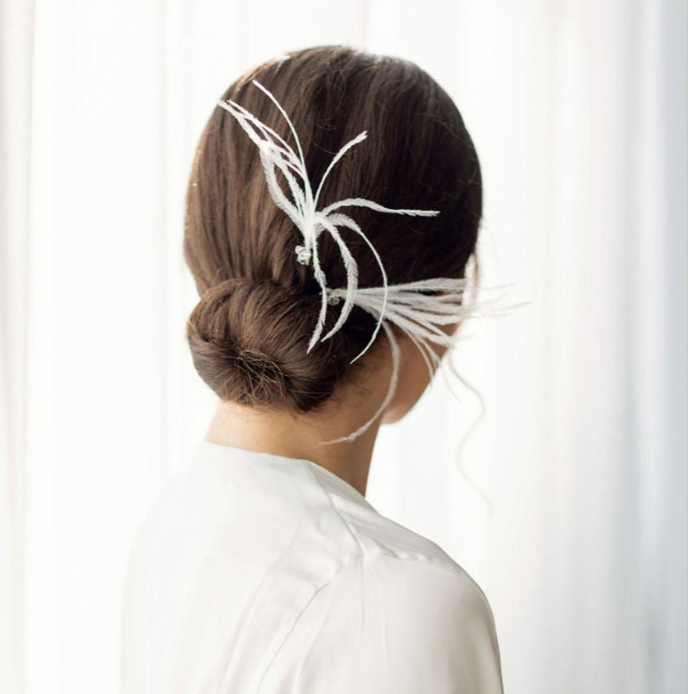 BRIAR Ostrich Feather Bridal Hair Pins