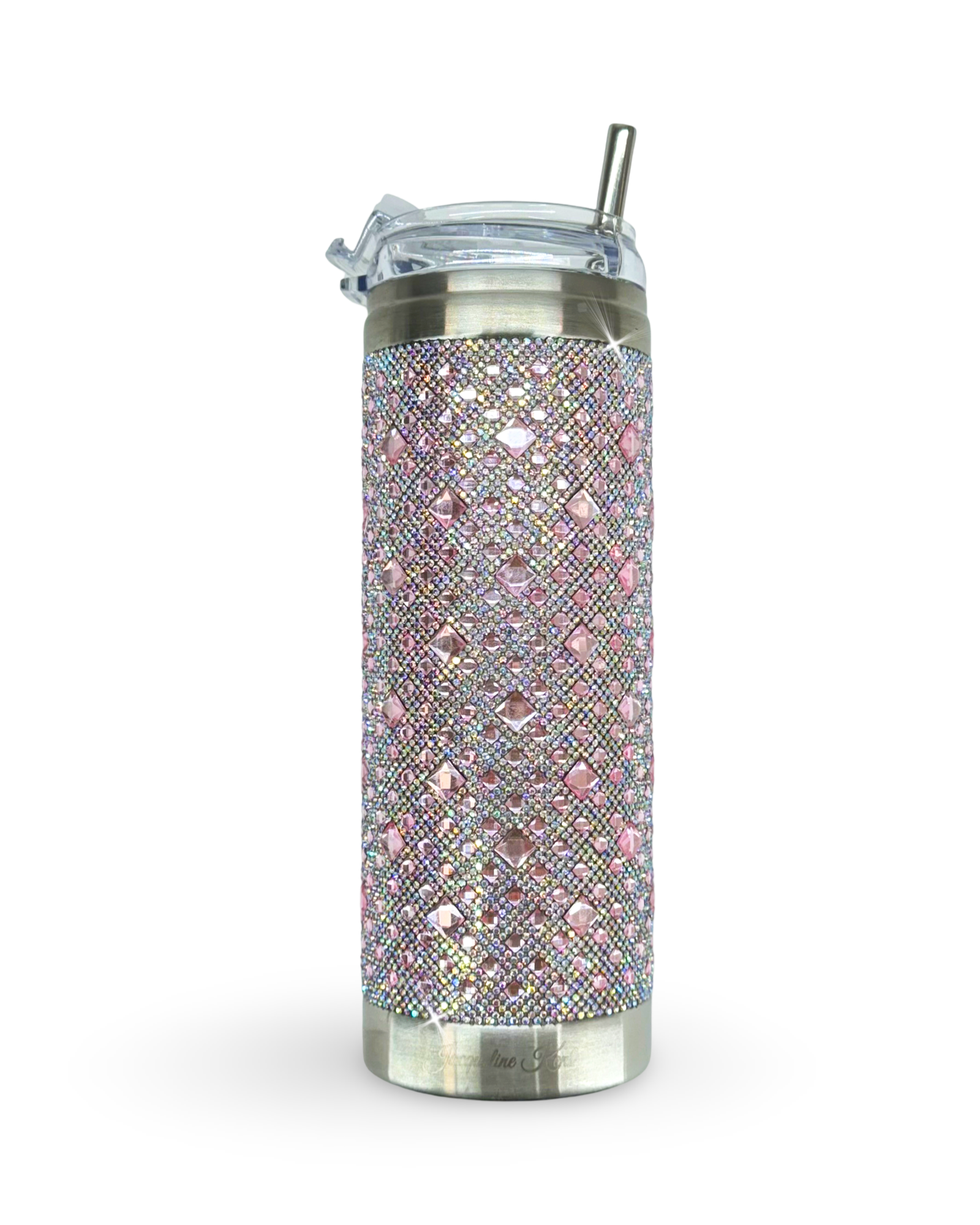 Gobelet en acier inoxydable orné de cristaux de 59 cl – Rose bébé
