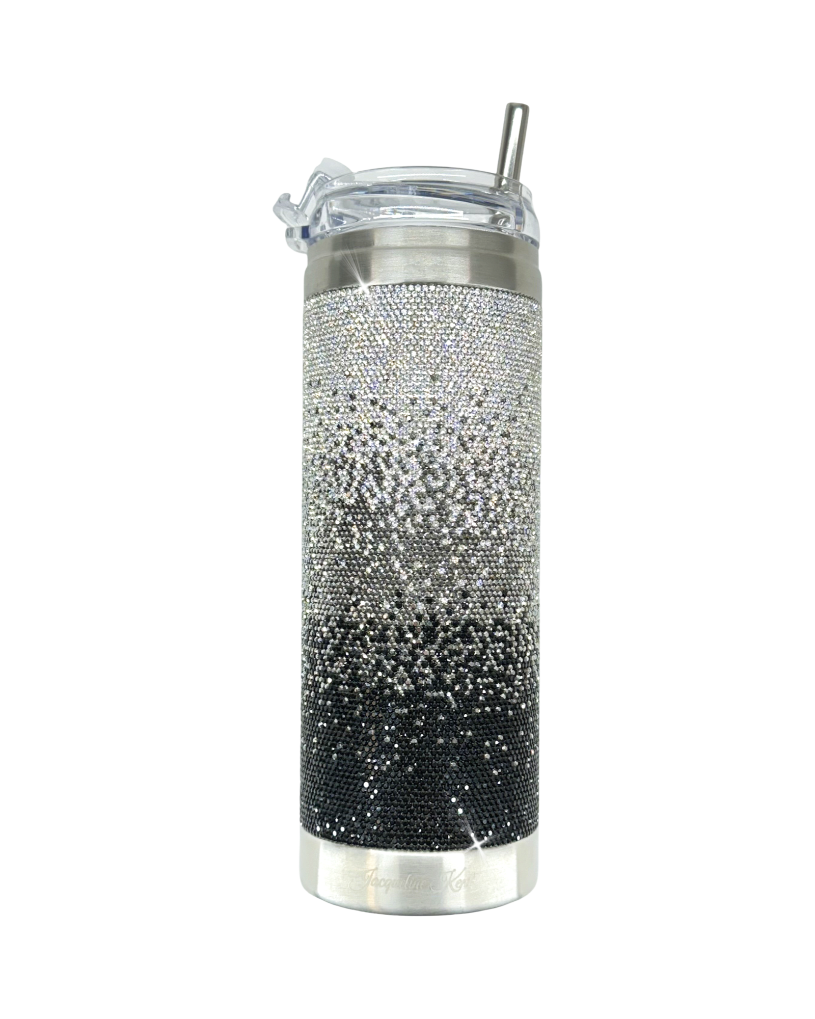 Gobelet en acier inoxydable orné de cristaux de 590 ml – Noir ombré