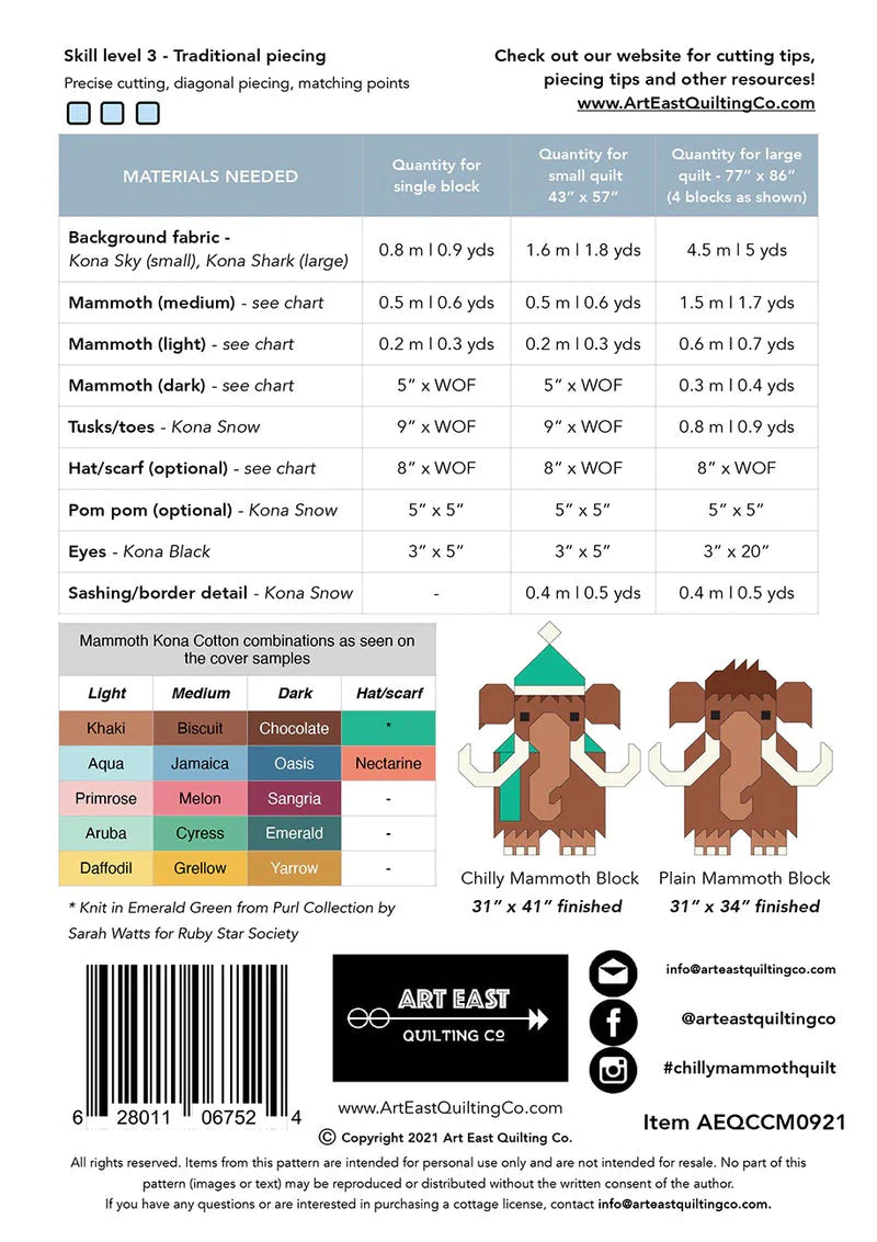 Chilly Mammoth QUILT KIT