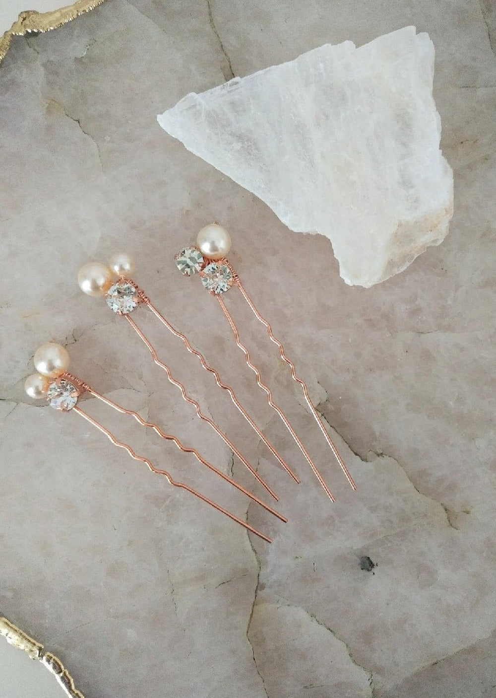 DAYNA Pearl & Crystal Wedding Hair Pins